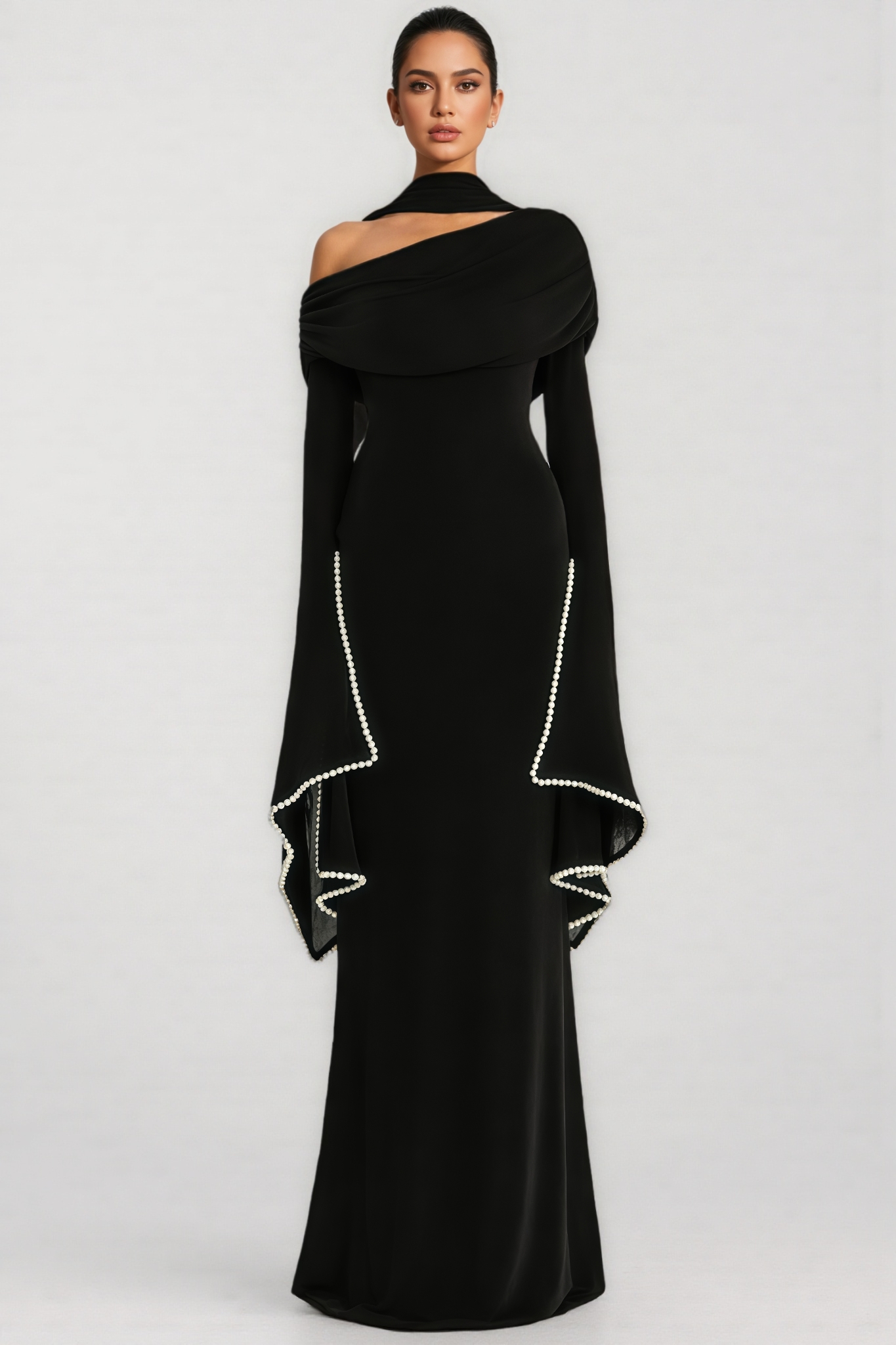 Evaopy Black Beaded Maxi Dress