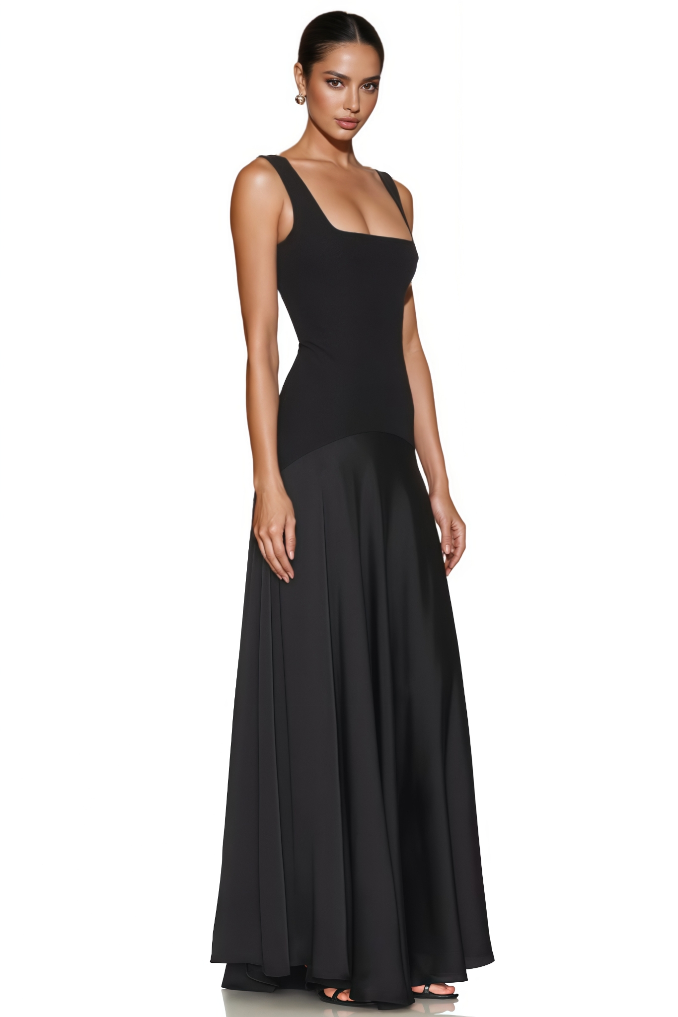 Tasise Black Sleeveless Maxi Dress