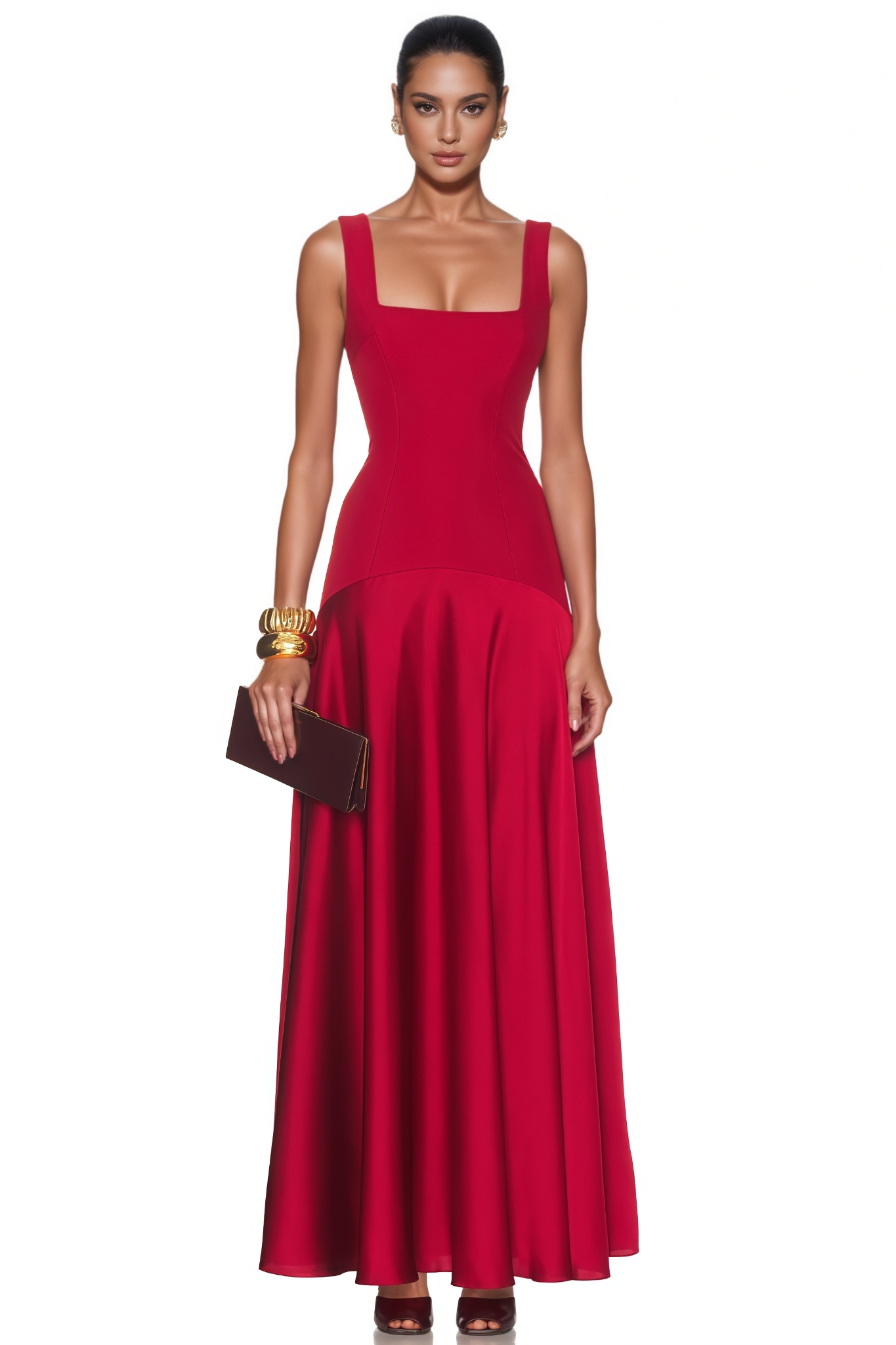 Ilyrace Red Sleeveless Maxi Dress