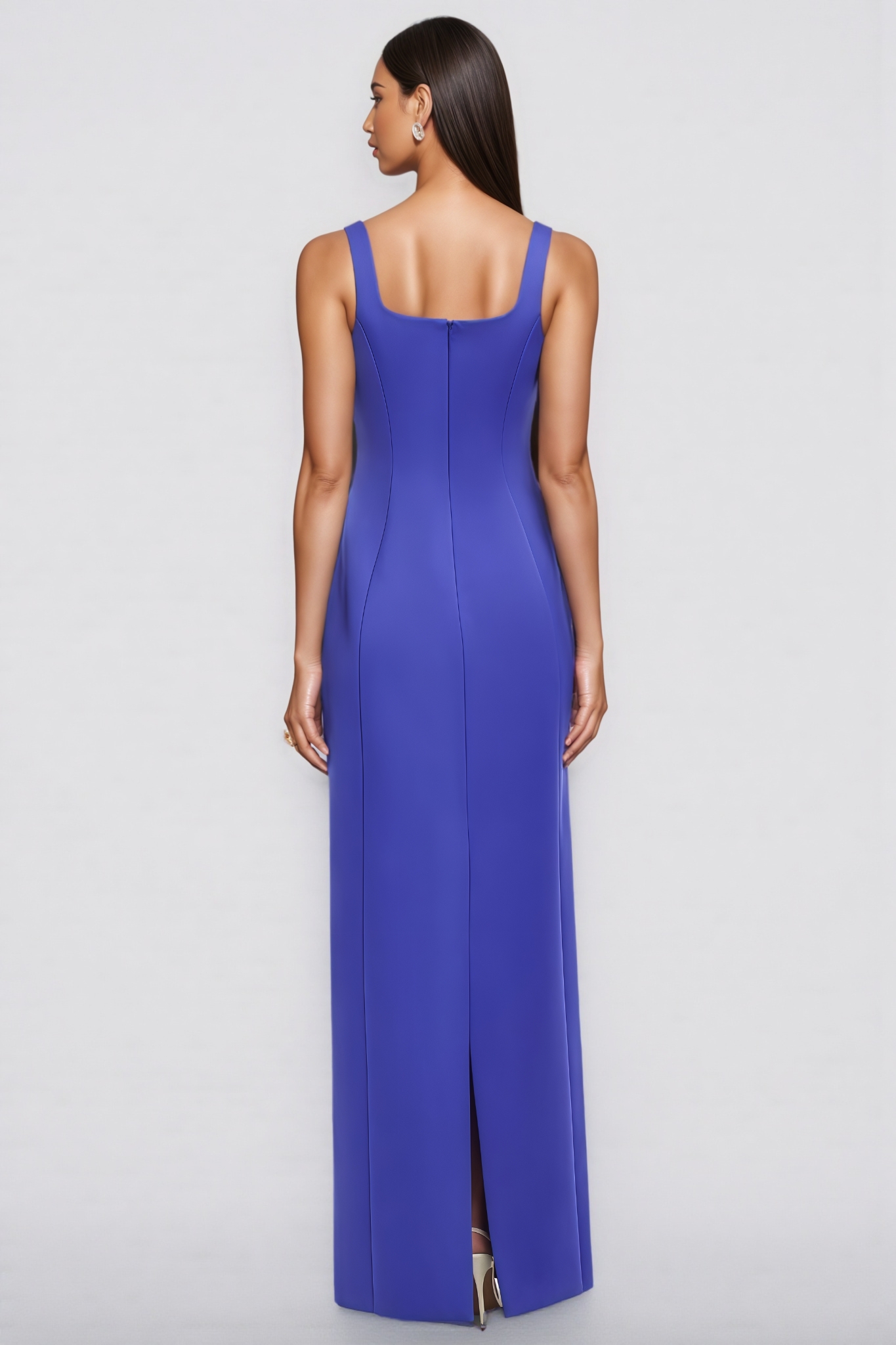 Jalosn Blue Embroidered Floral Maxi Dress