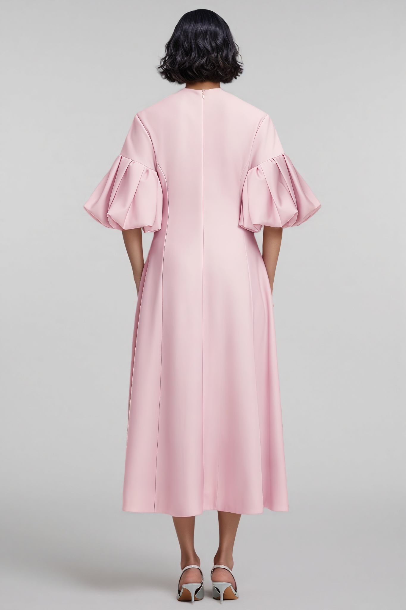 Prusille Pink Floral Midi Dress