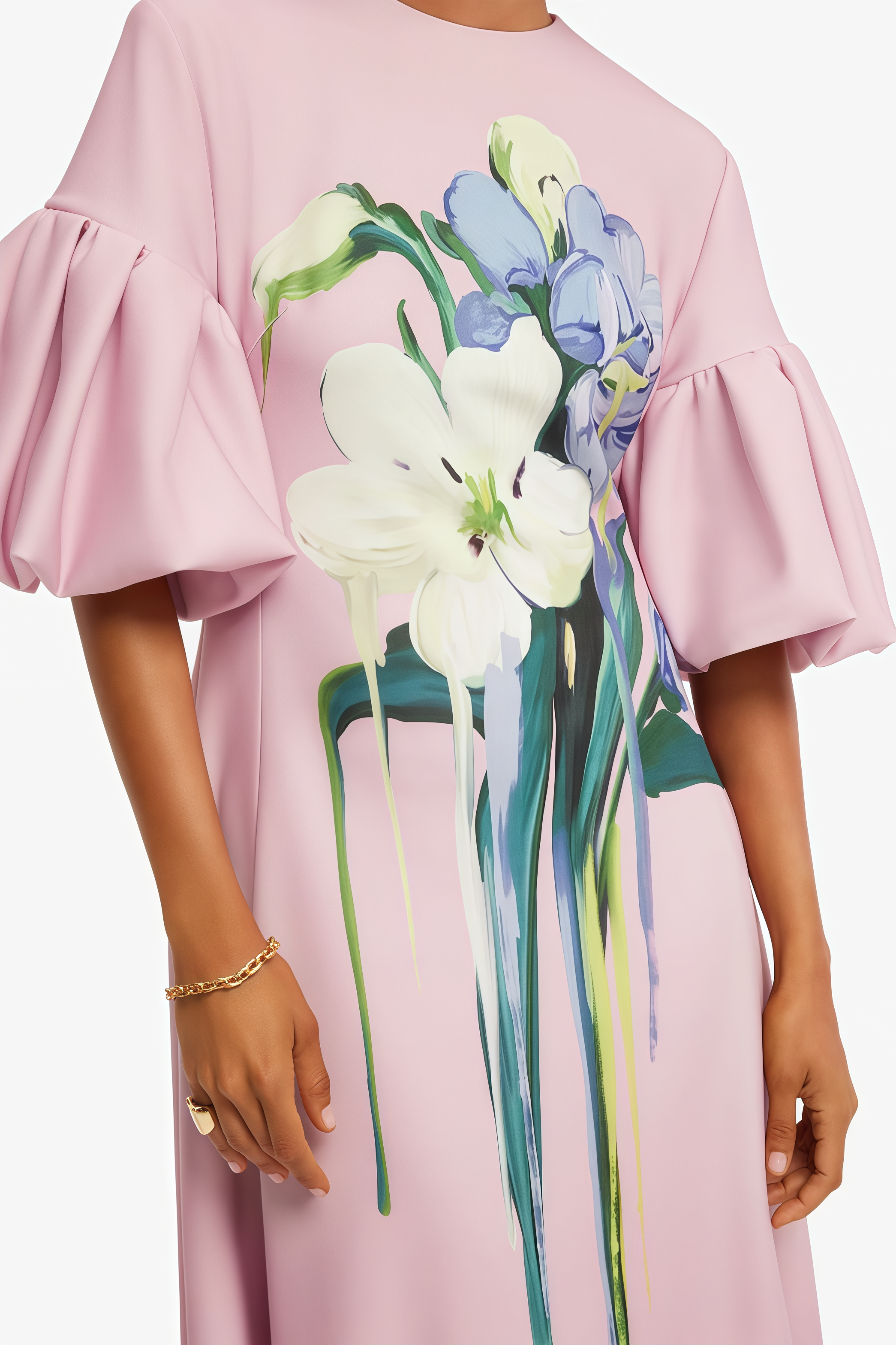 Prusille Pink Floral Midi Dress