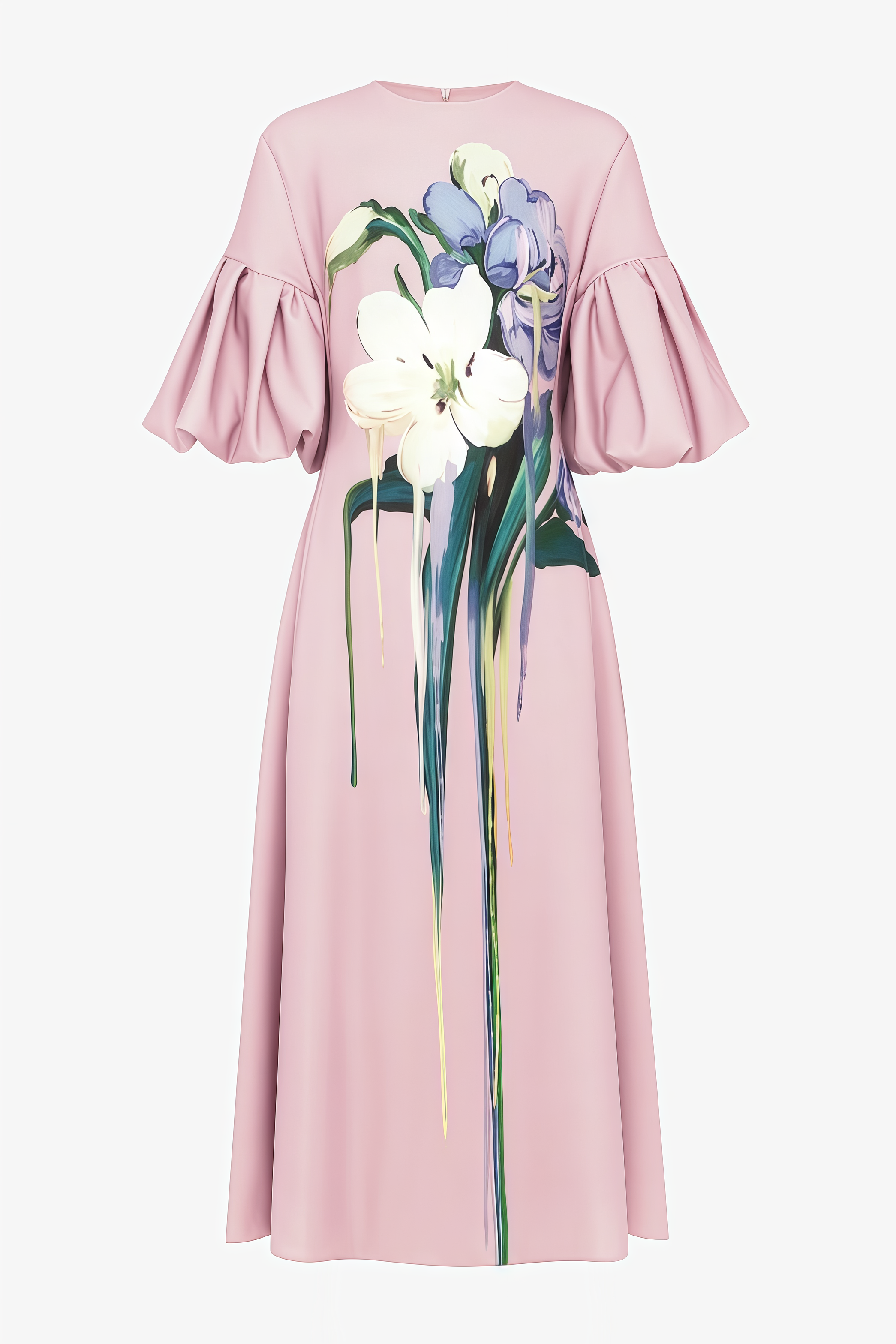 Prusille Pink Floral Midi Dress