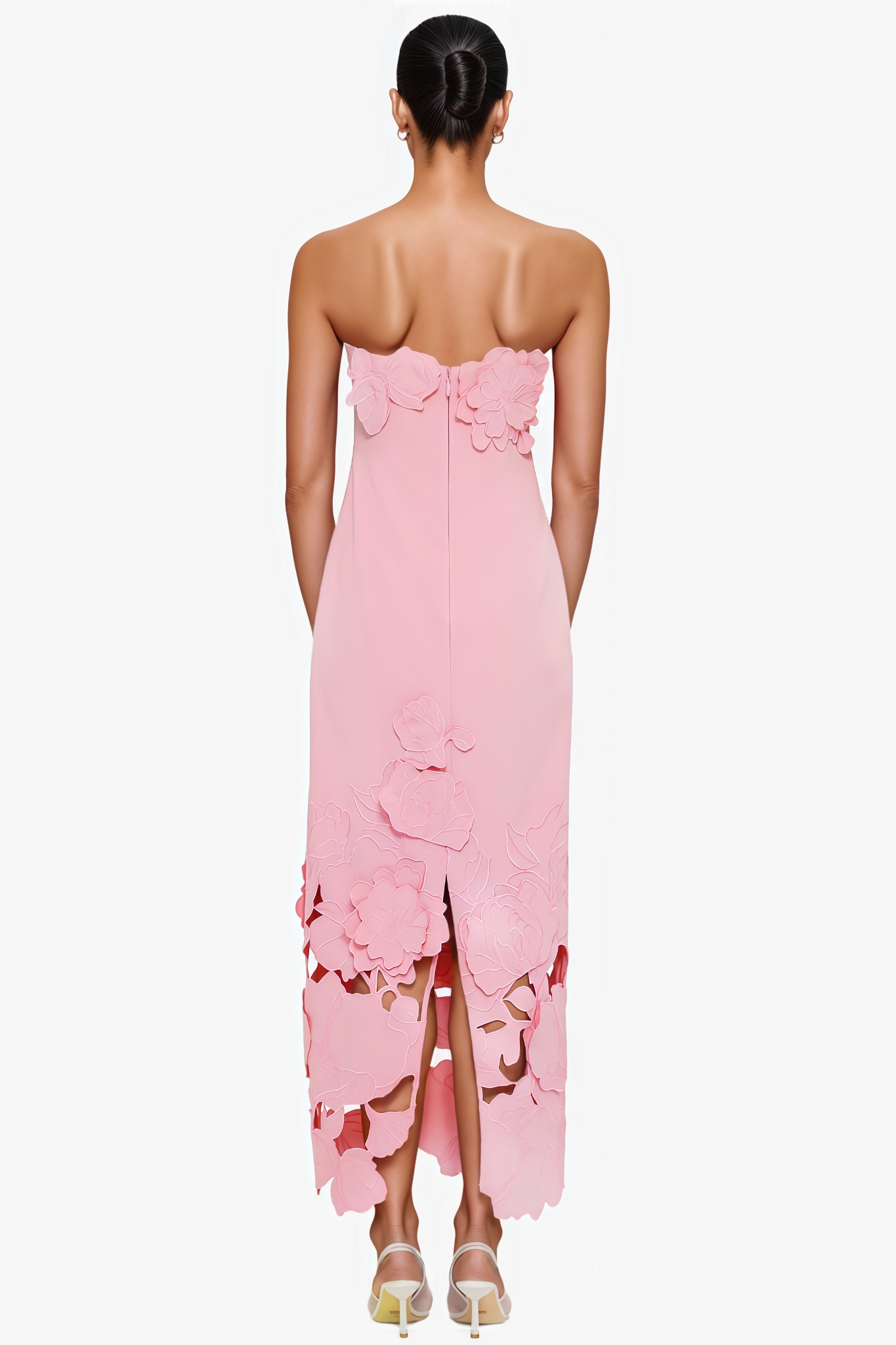 Savannah Pink Strapless Floral Embroidered Maxi Dress