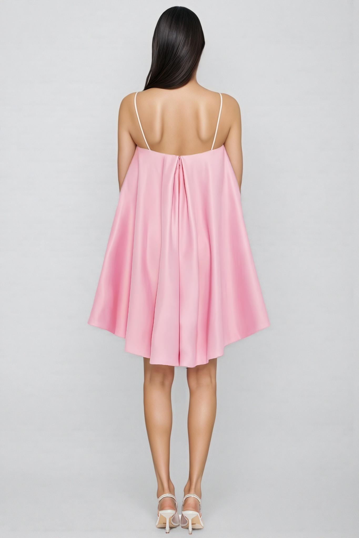 Arlolt Pink Backless 3D Flower Mini Dress