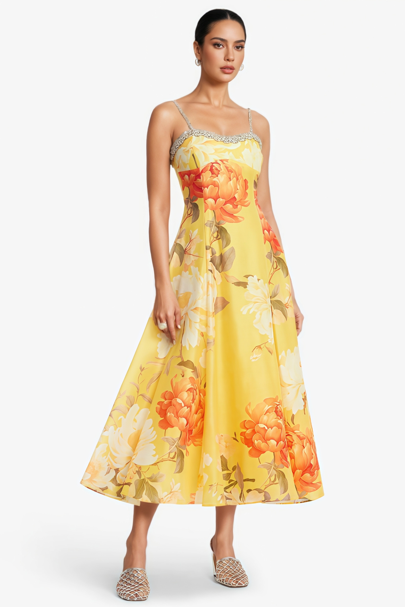 Hetyrs Floral Embellished Midi Dress