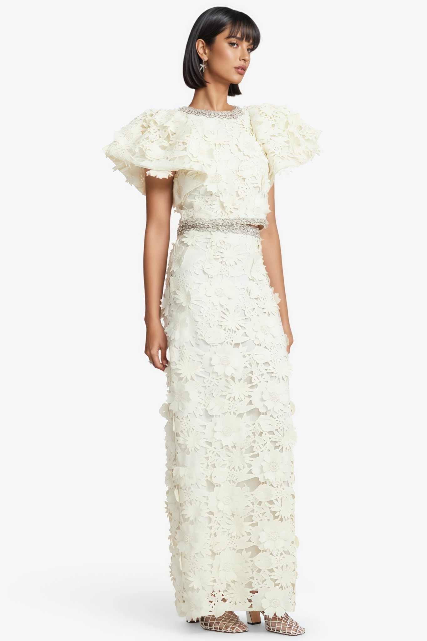 Dasmy 3D Floral Lace Maxi Dress Set