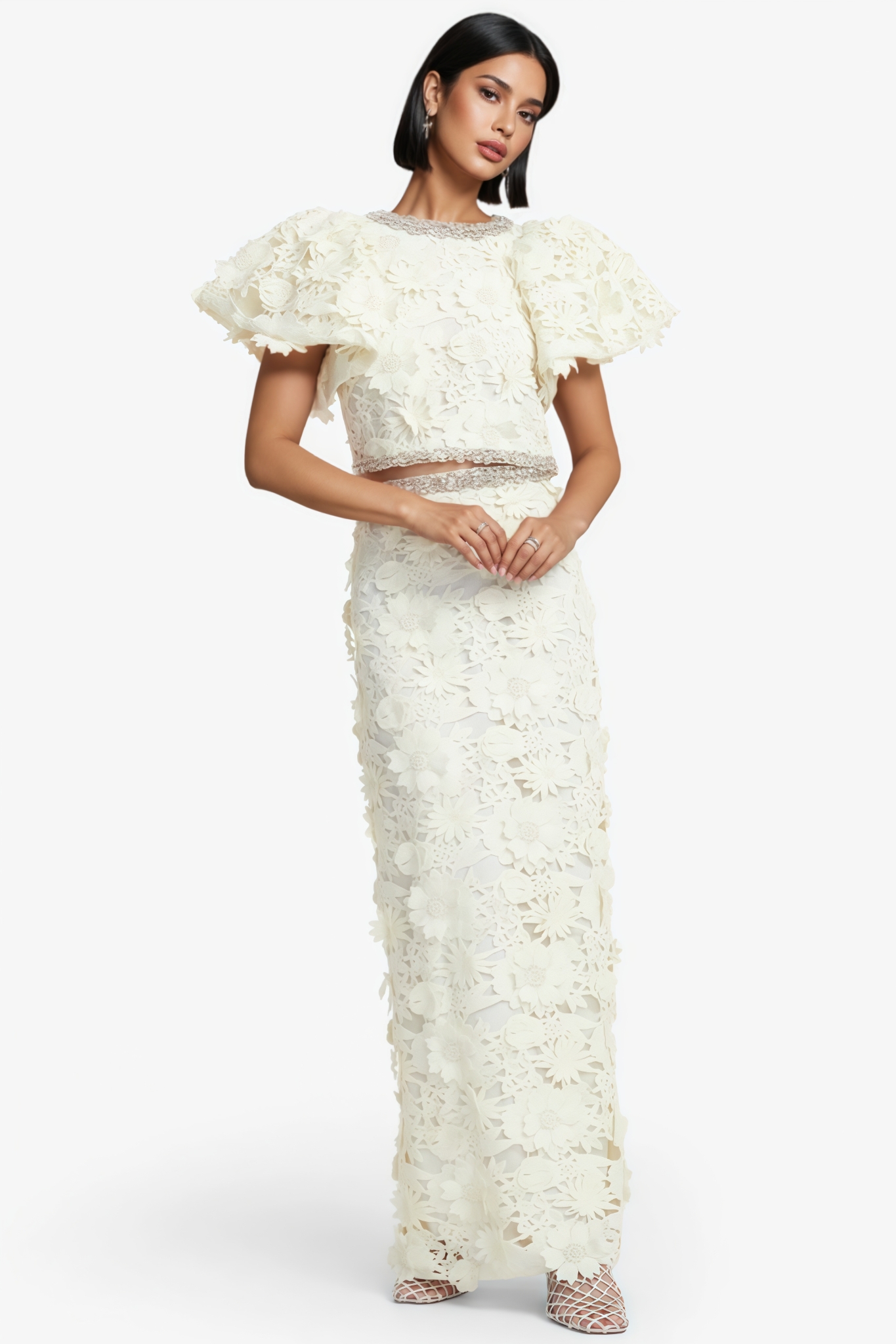 Dasmy 3D Floral Lace Maxi Dress Set