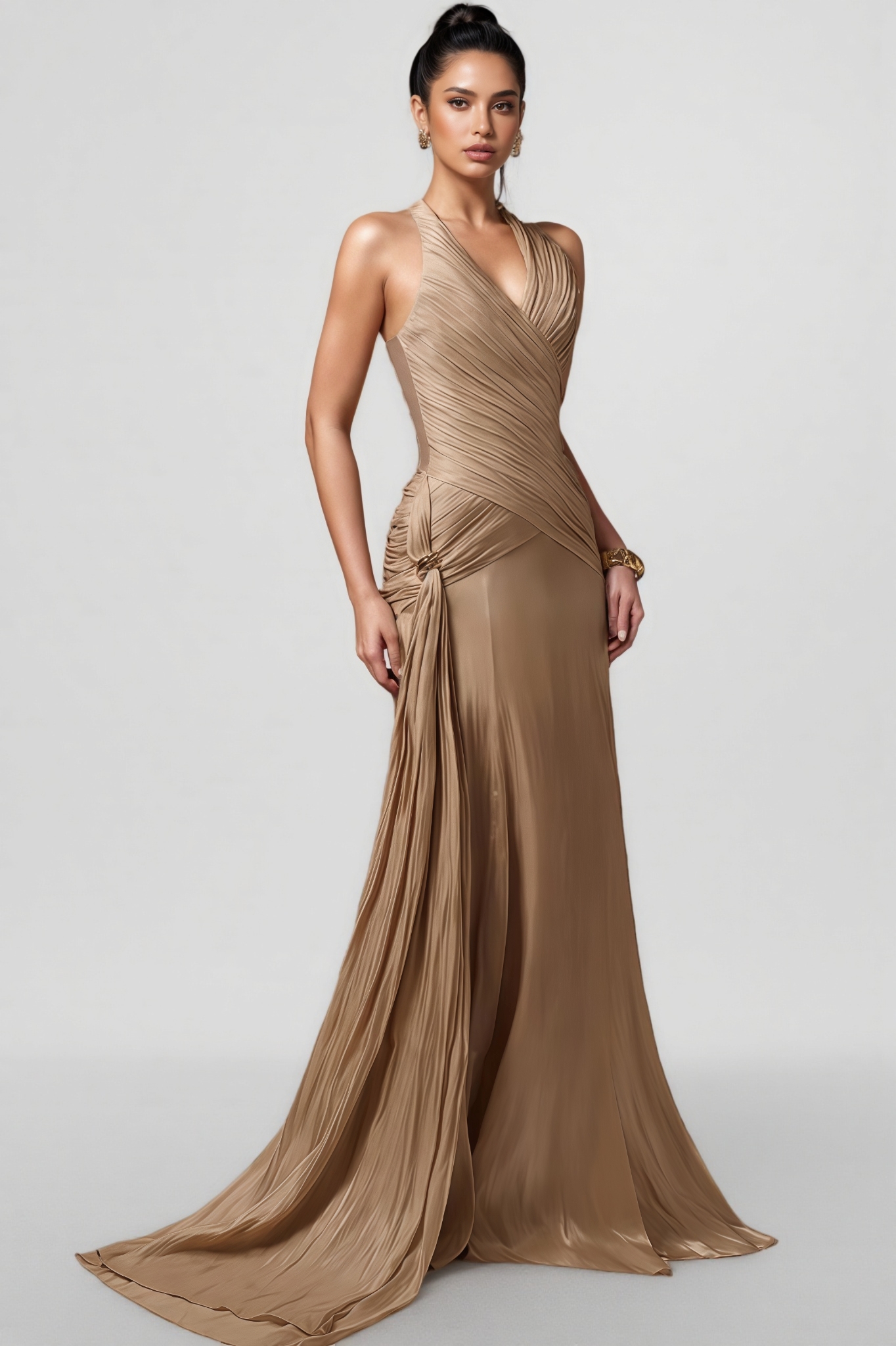 Pavoty Halter Neck High Waist Maxi Dress