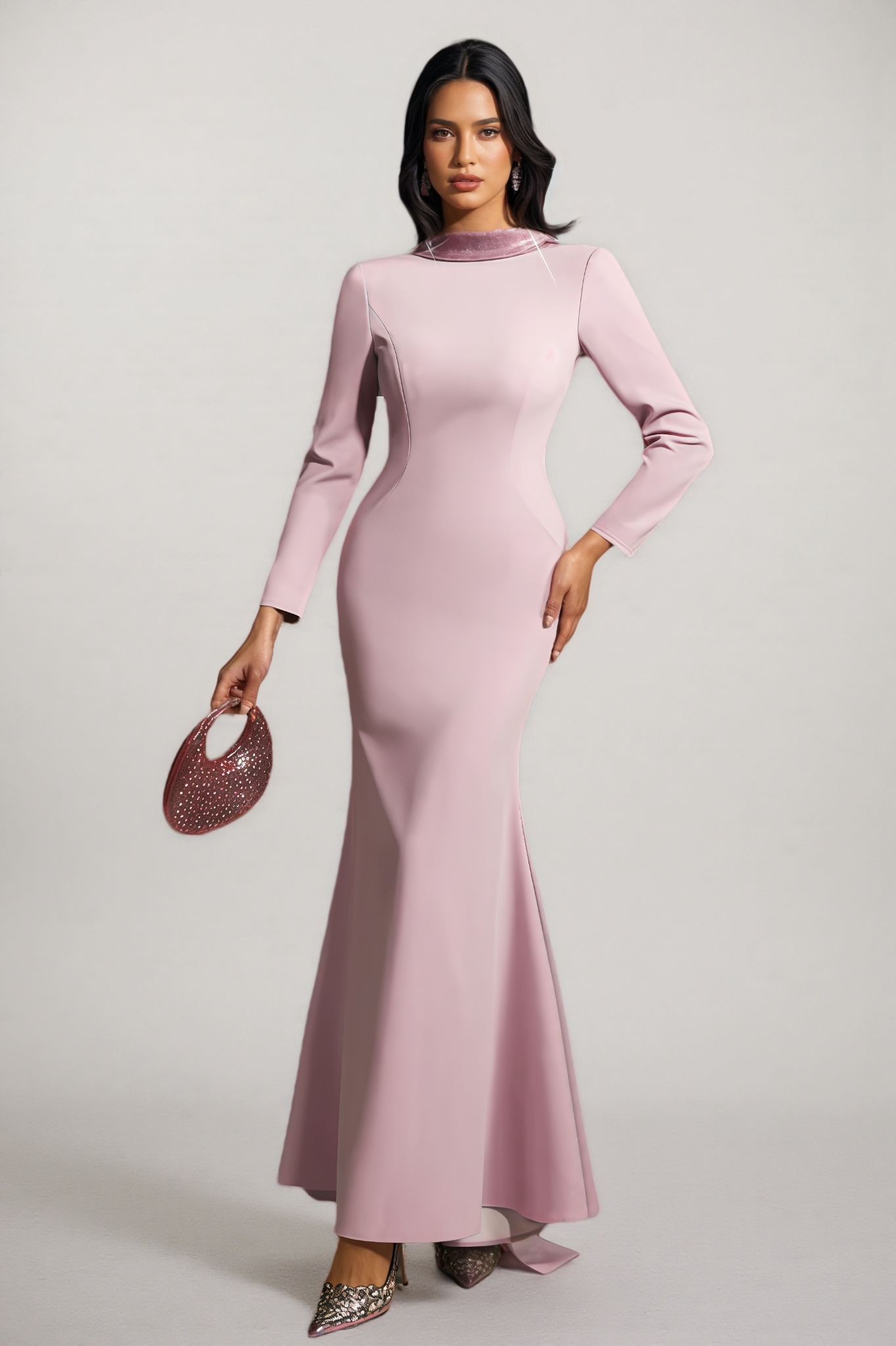 Taryke Backless Rhinestone Flower Maxi Dress