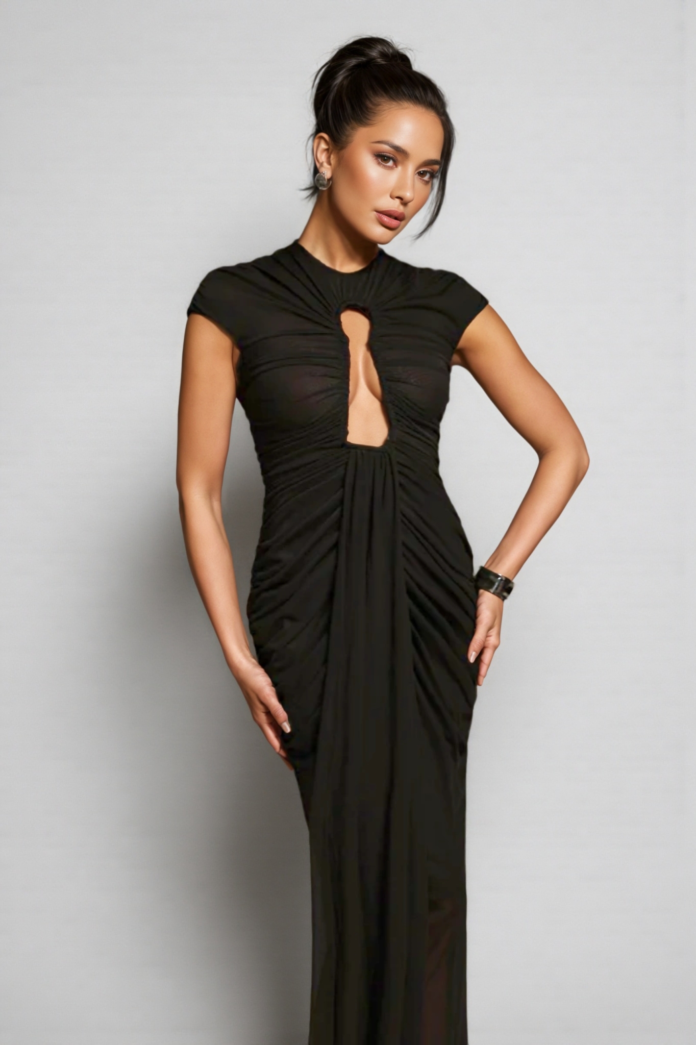 Reed Ruched Cutout Draped Maxi Dress