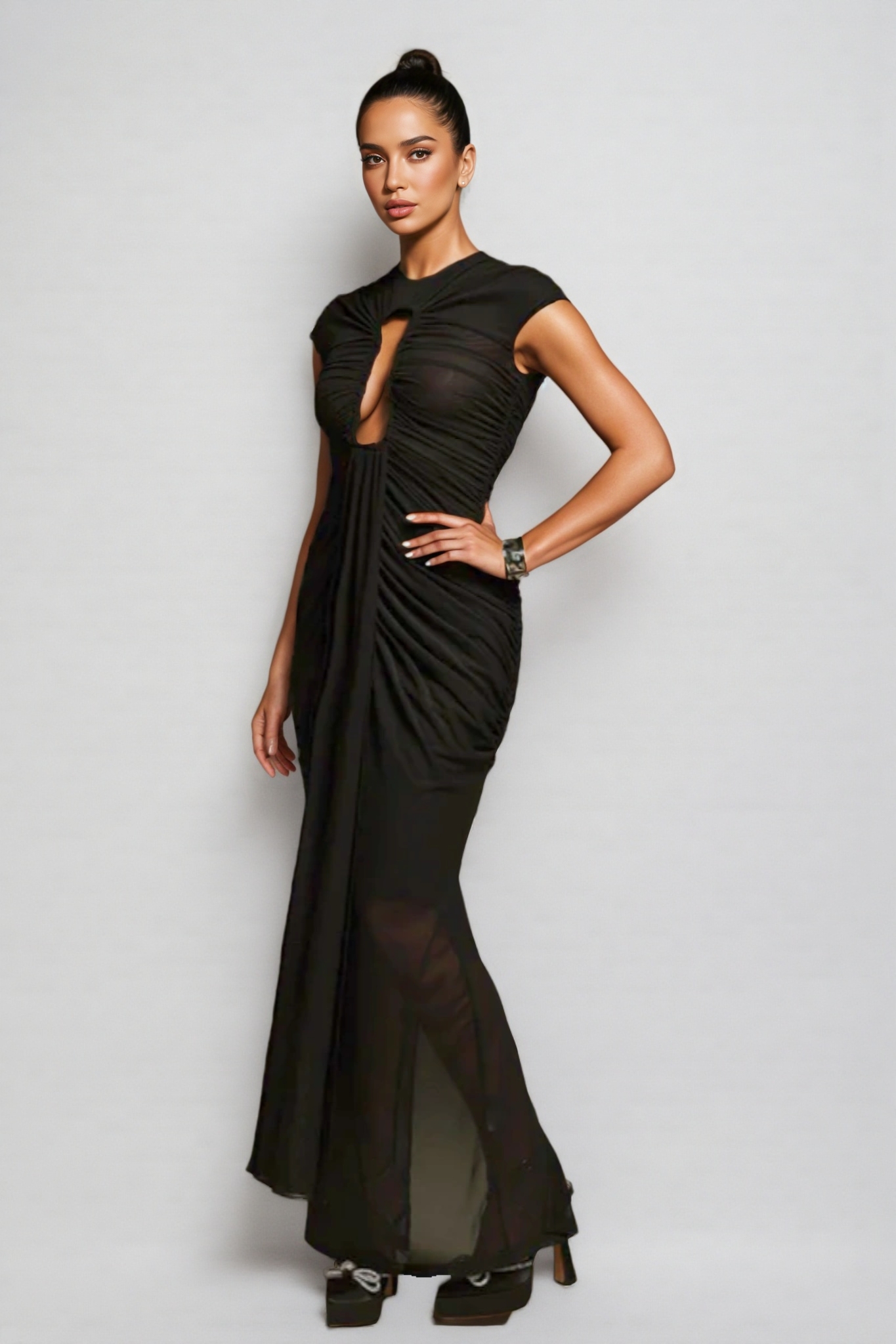 Reed Ruched Cutout Draped Maxi Dress