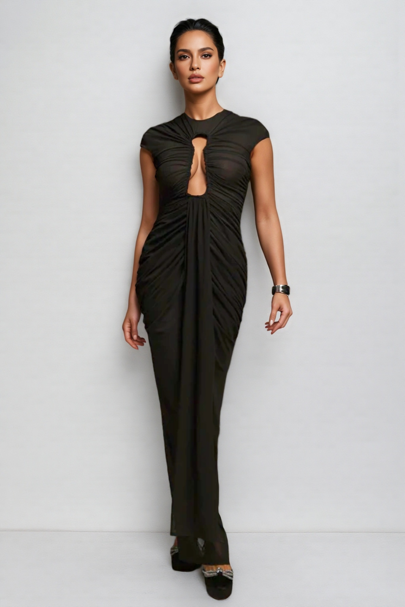 Reed Ruched Cutout Draped Maxi Dress