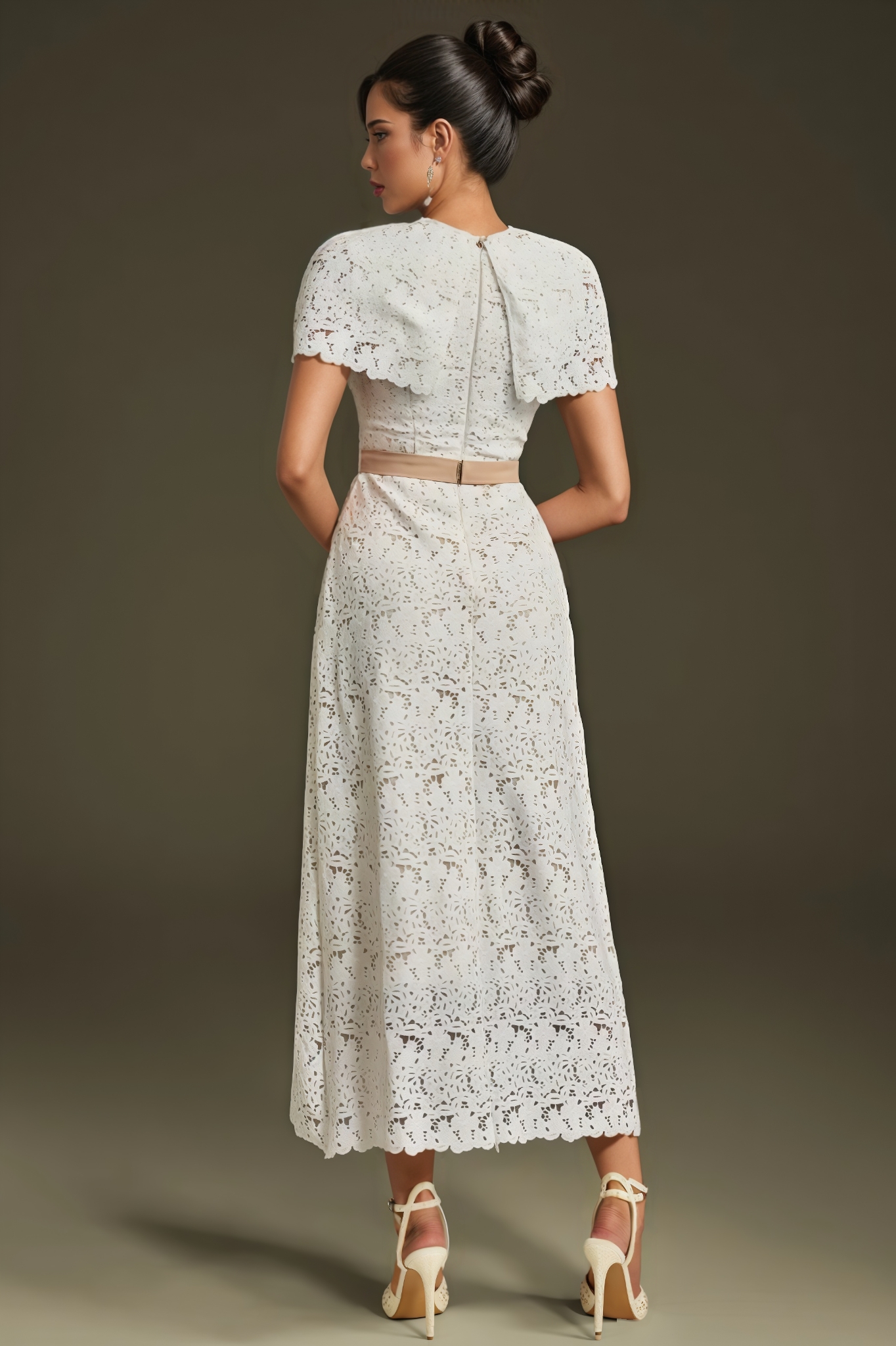 Hiram Cape Embroidered Midi Dress