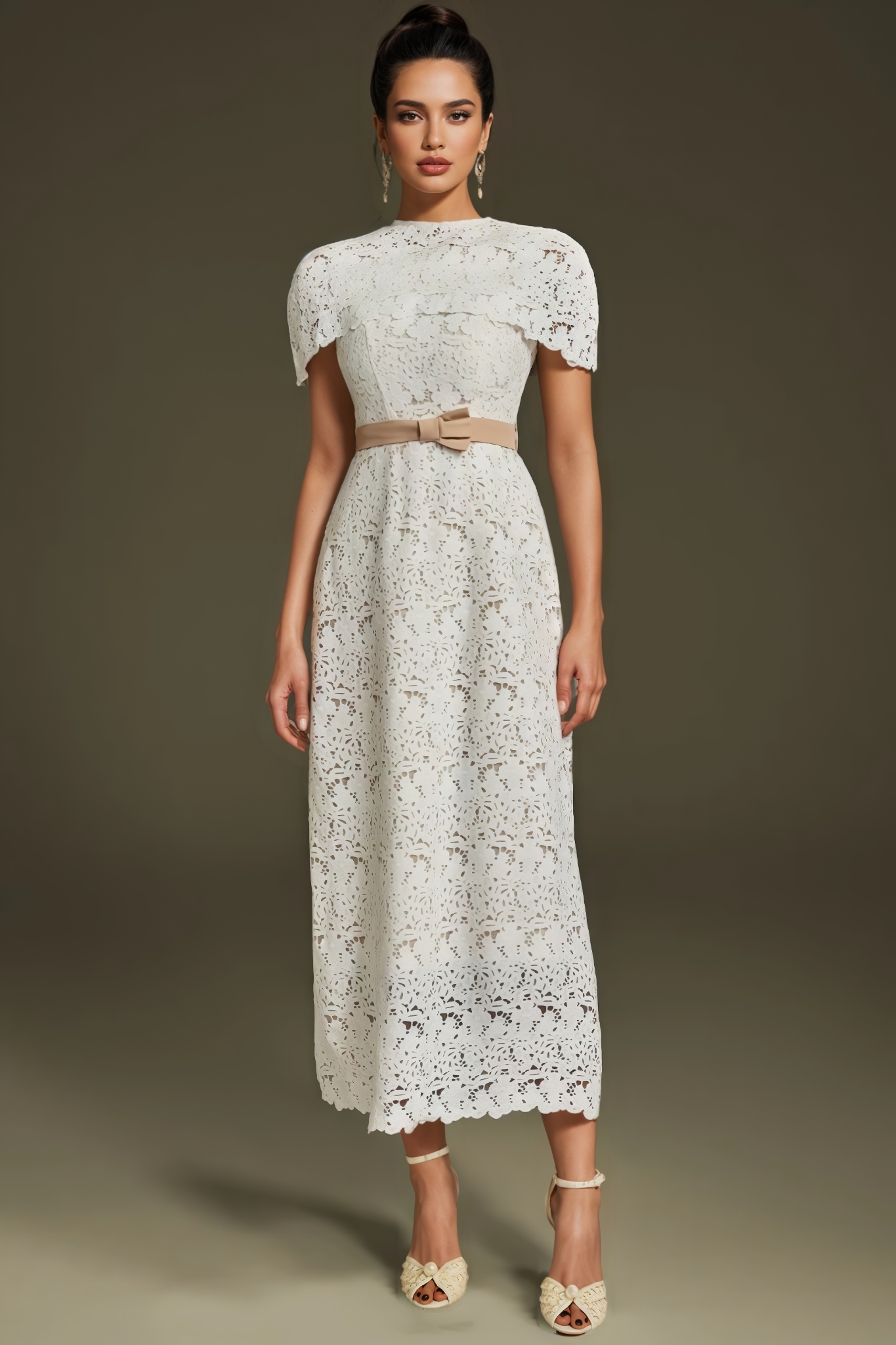 Hiram Cape Embroidered Midi Dress