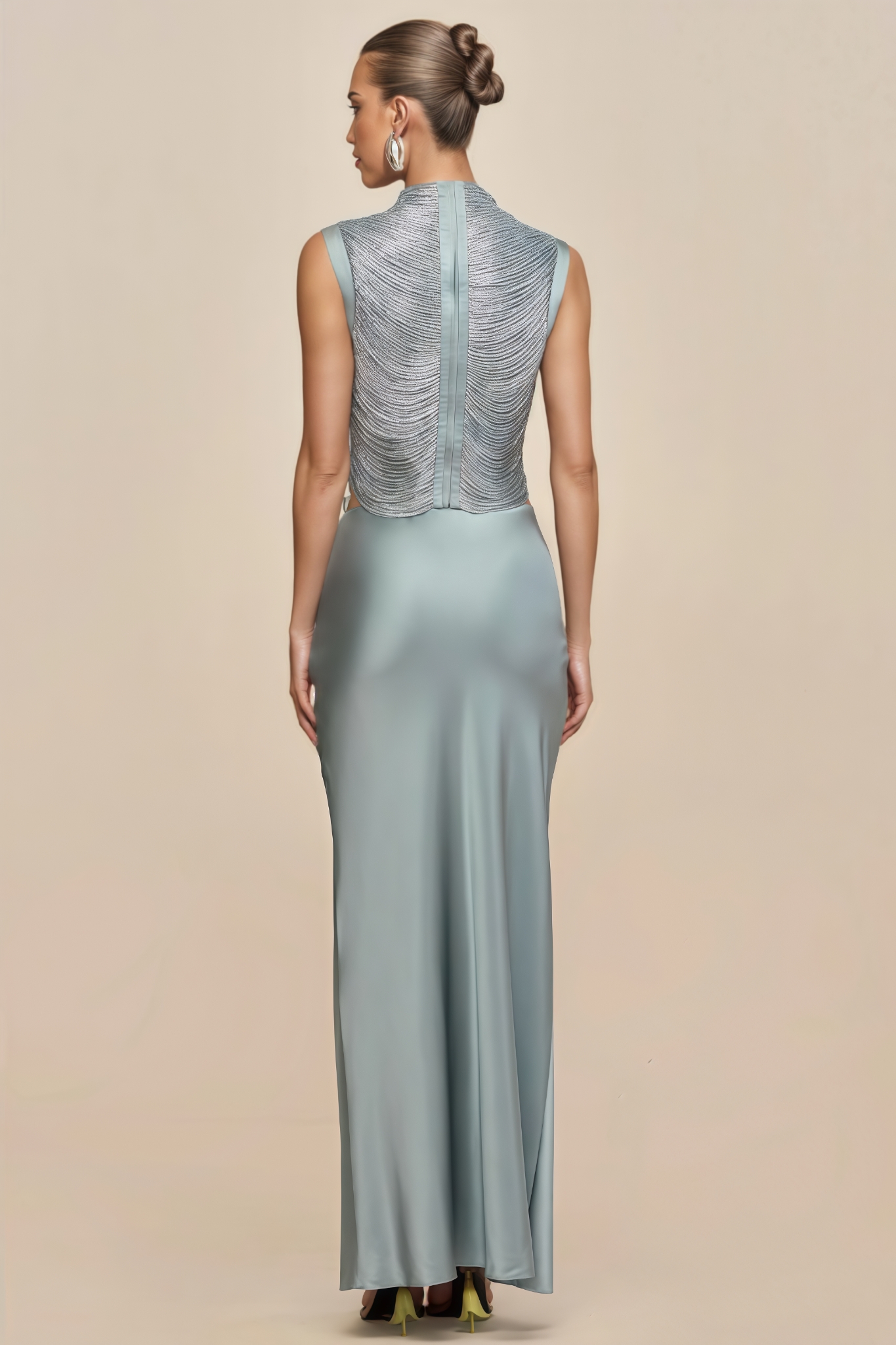 Bricety Green Sleeveless Fringe Maxi Dress Set