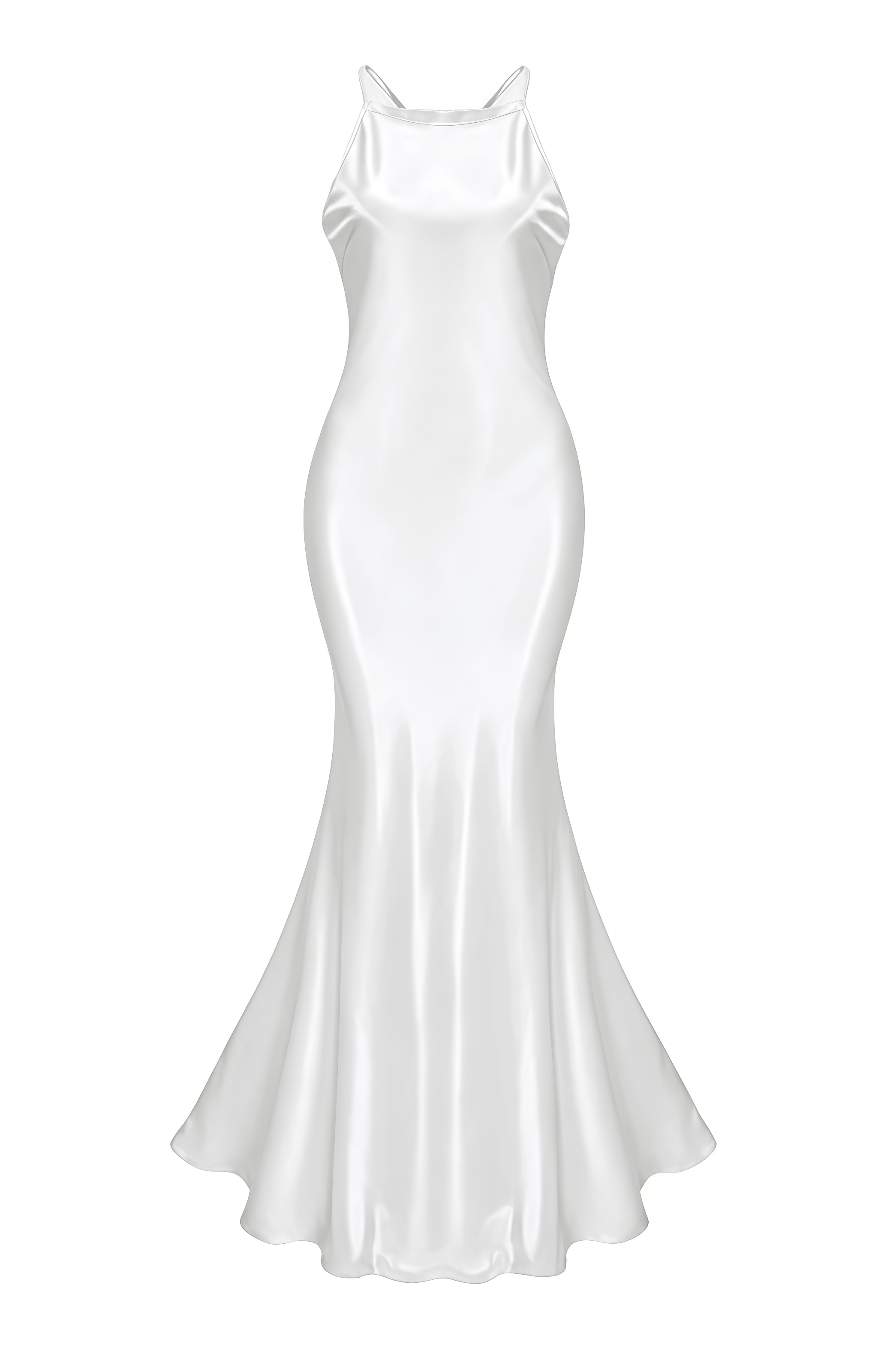 Brara White Backless Satin Maxi Dress