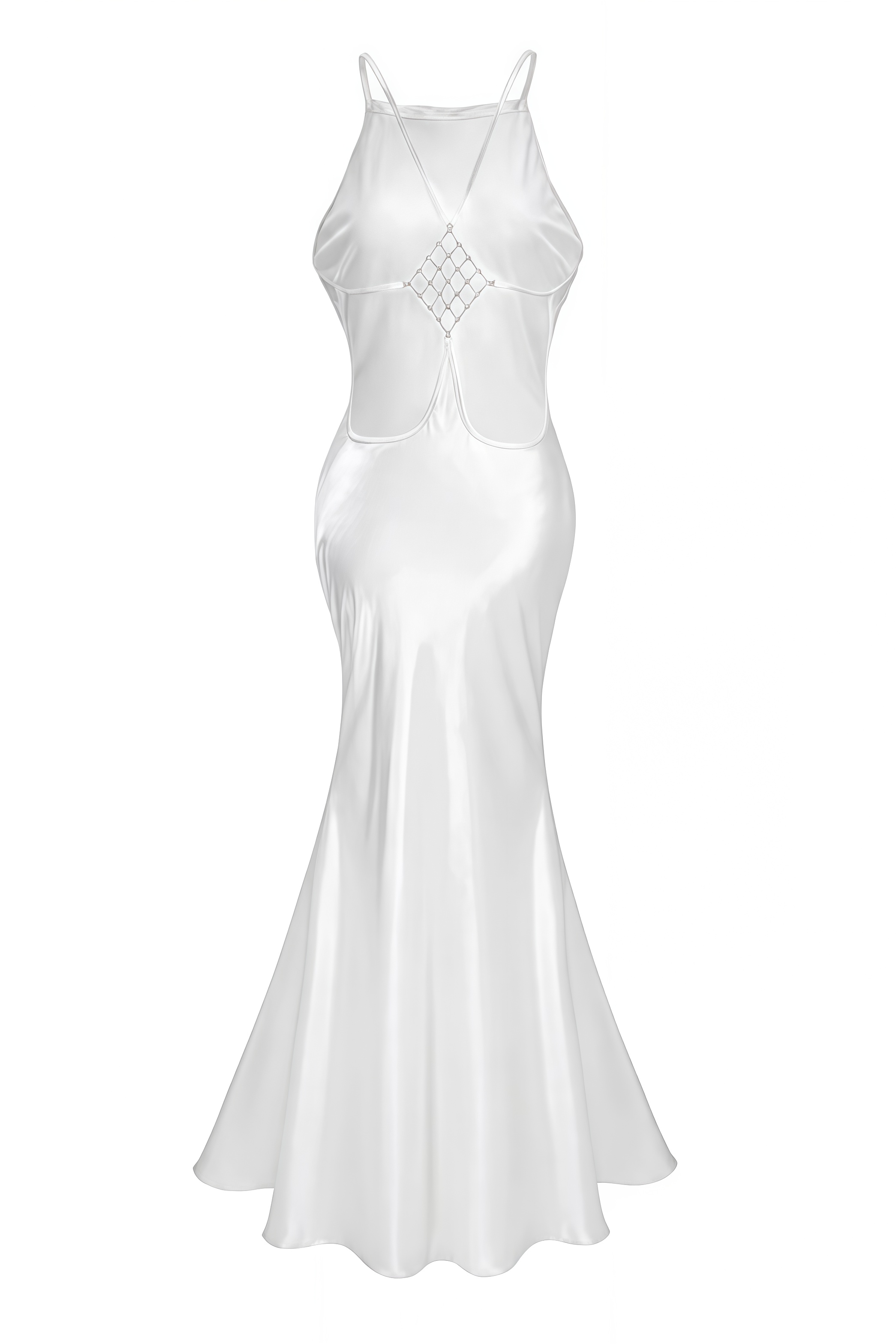 Brara White Backless Satin Maxi Dress