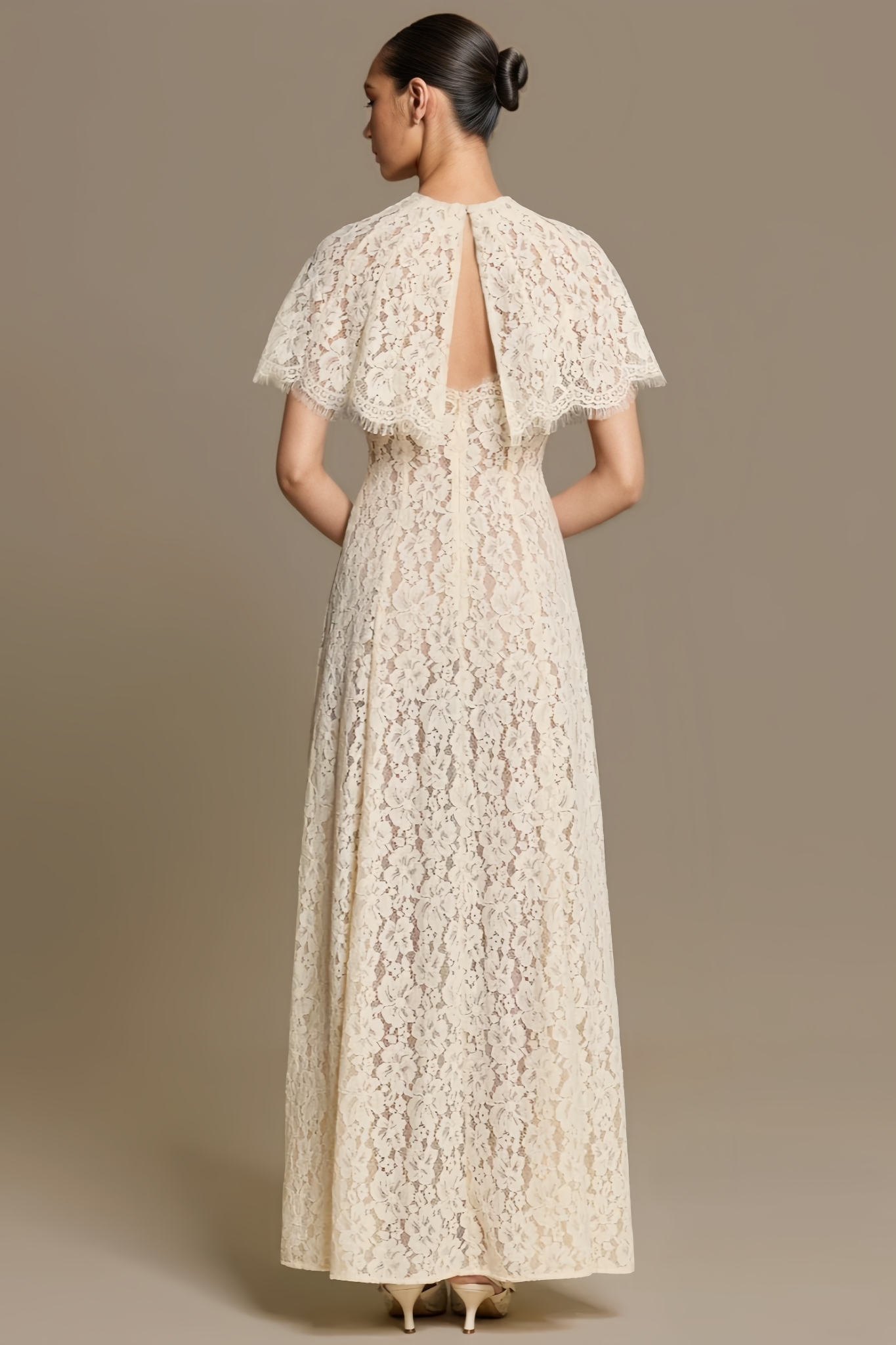 Uima White Halter Lace Maxi Dress