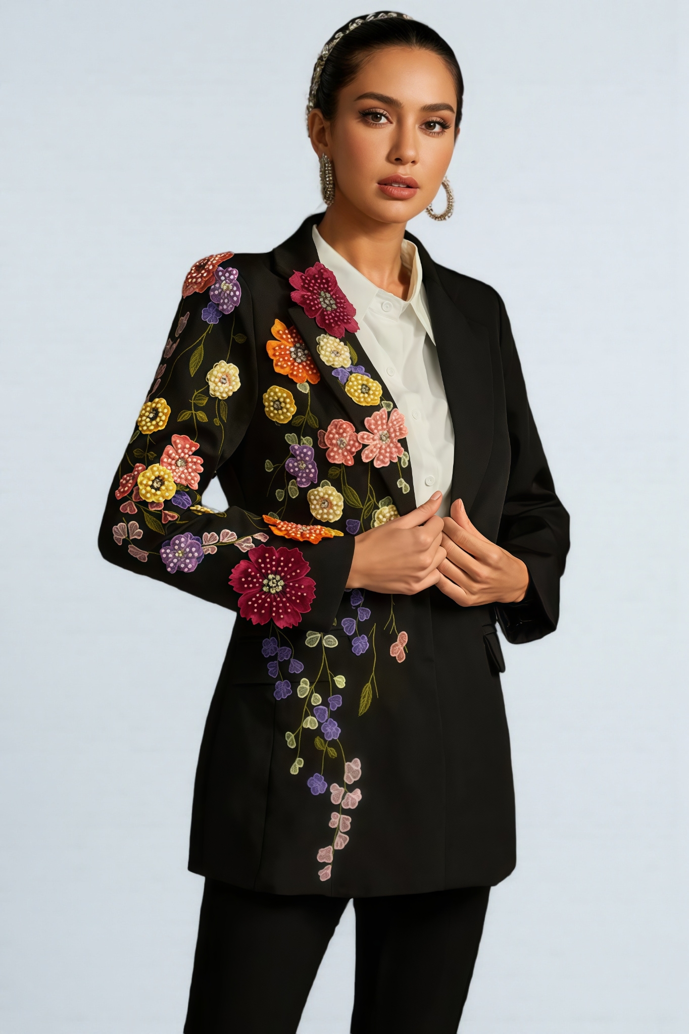 Abetzi Flower Embroidered Blazer