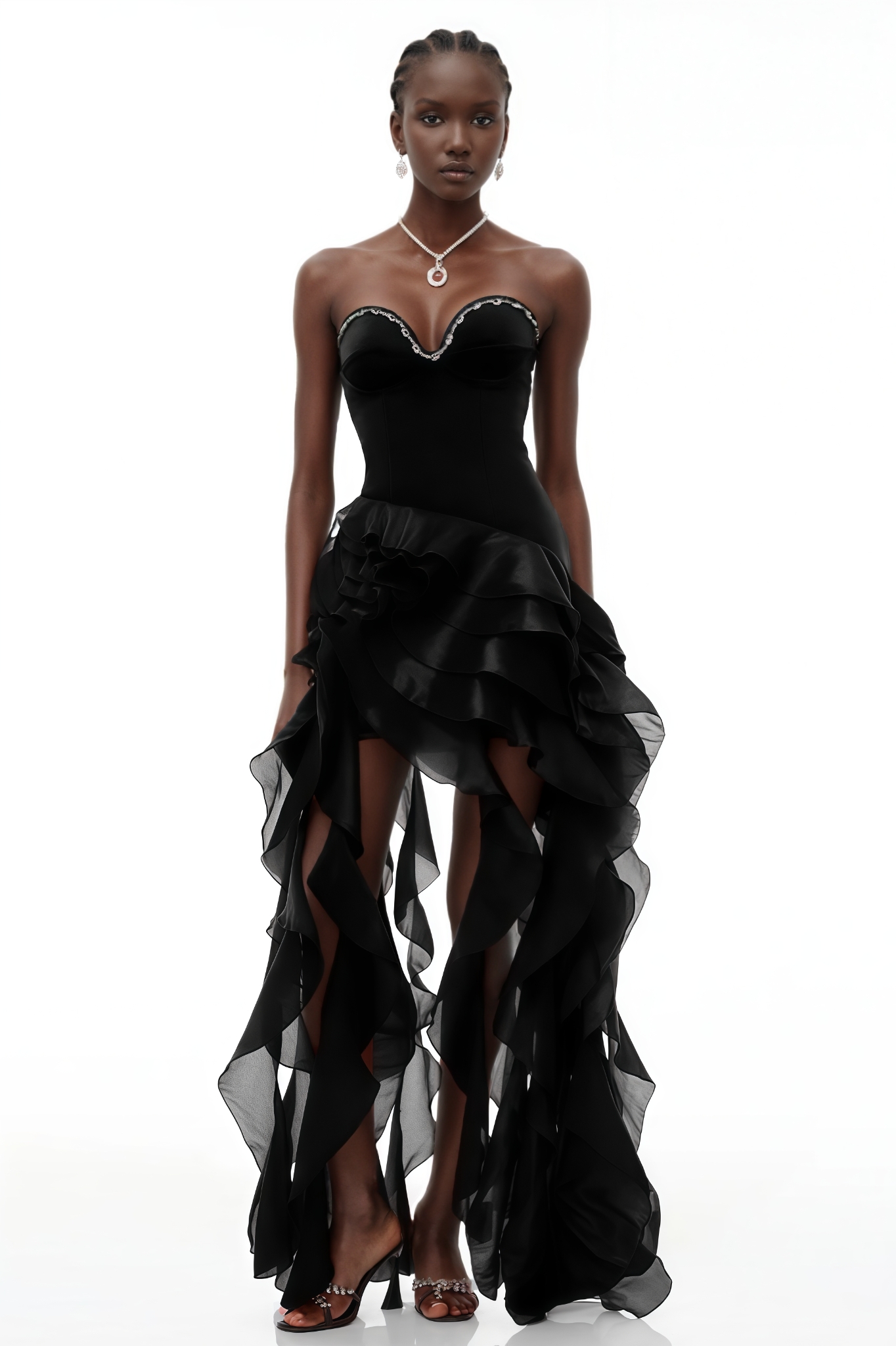 Ronelld Black Strapless Ruffled Maxi Dress