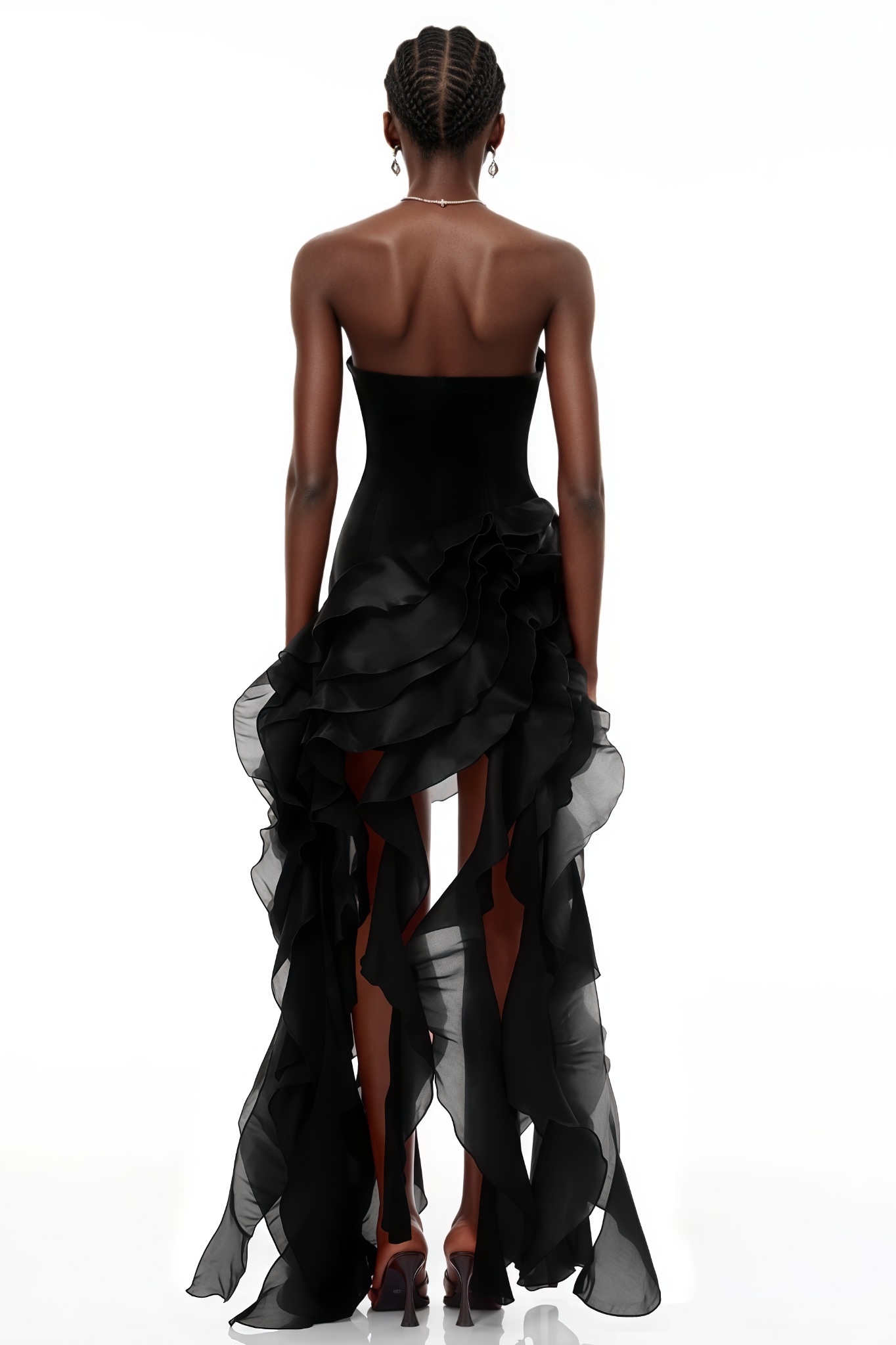 Ronelld Black Strapless Ruffled Maxi Dress