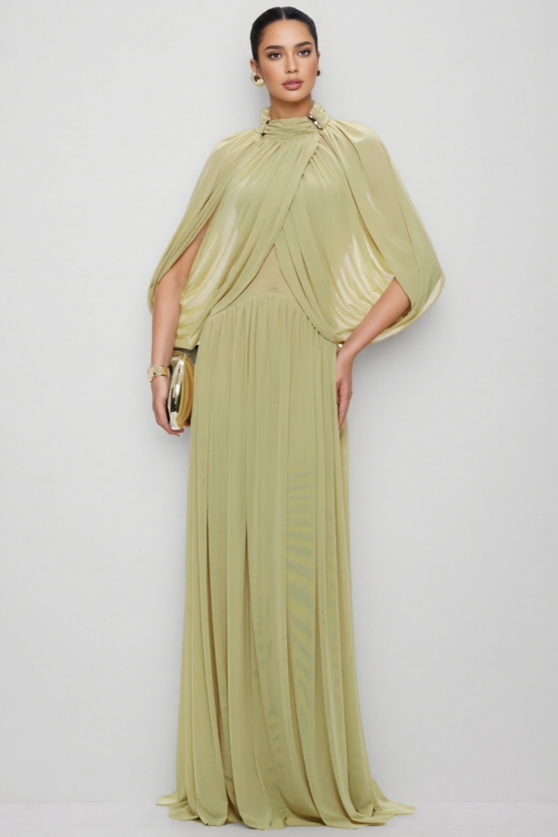 Roberuy Green Mesh Knit Maxi Dress