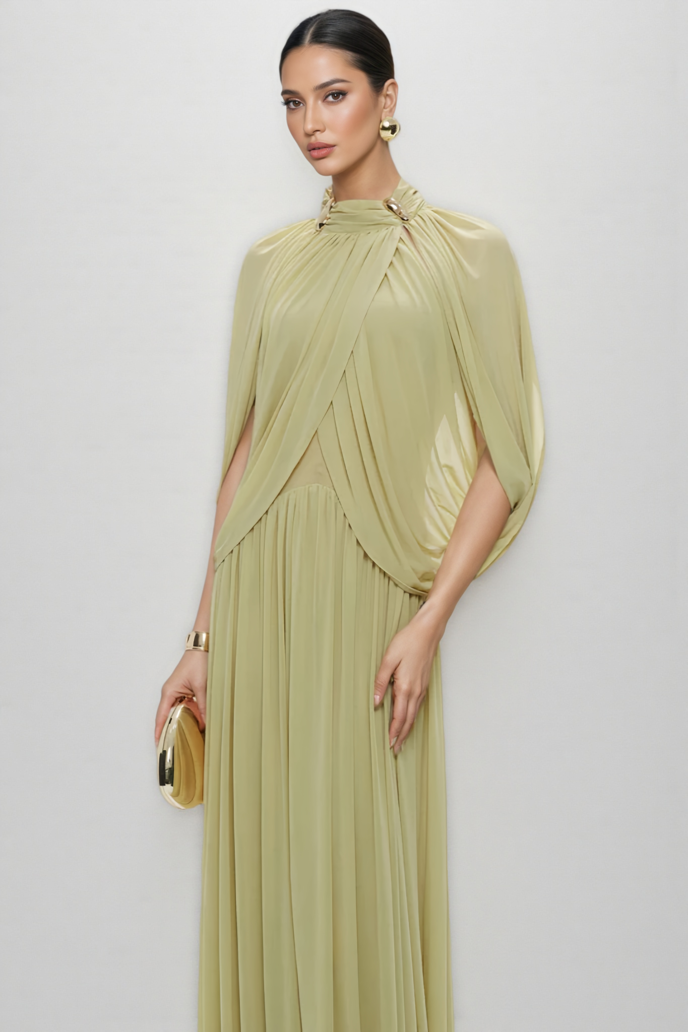 Roberuy Green Mesh Knit Maxi Dress