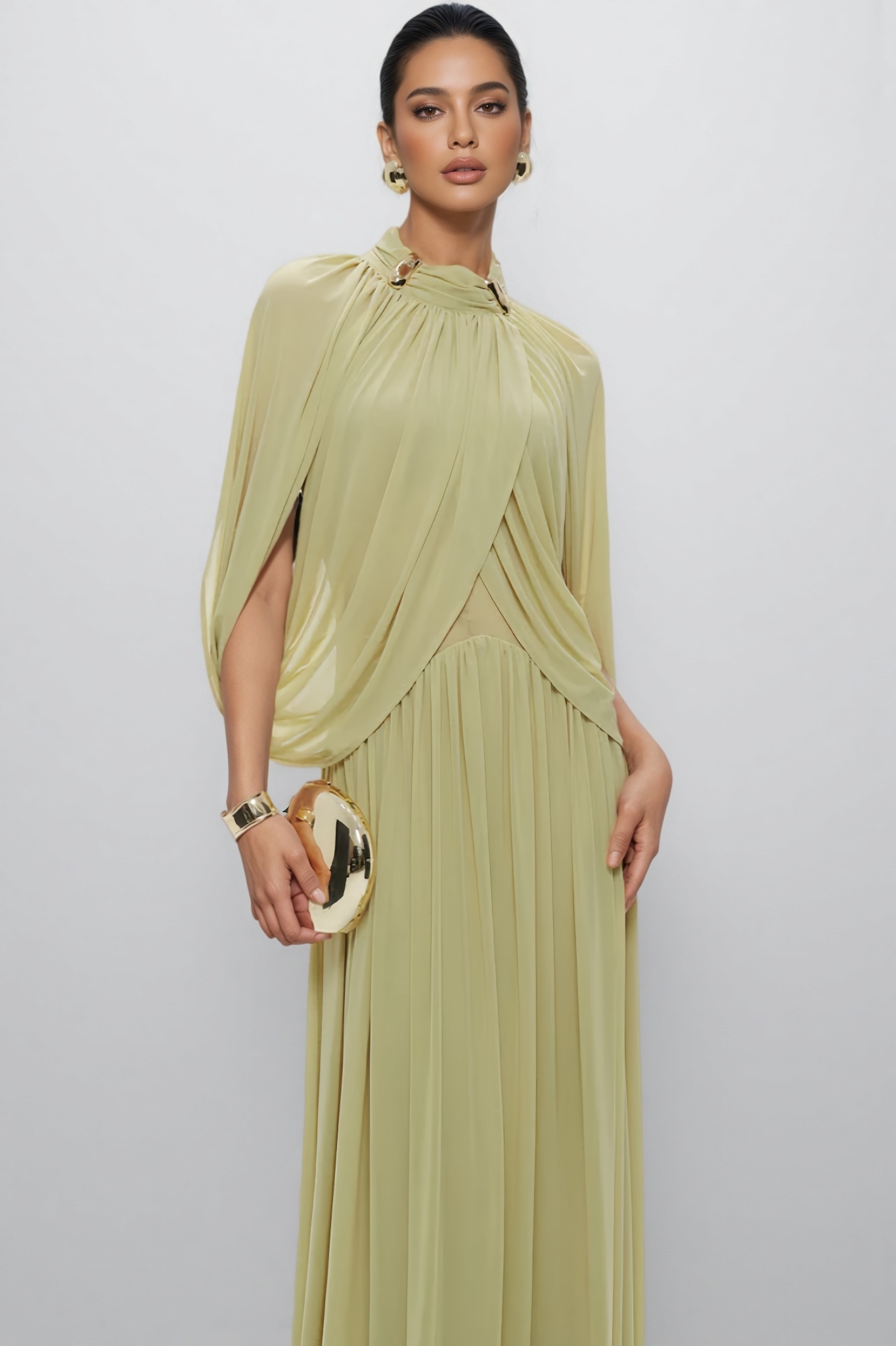 Roberuy Green Mesh Knit Maxi Dress