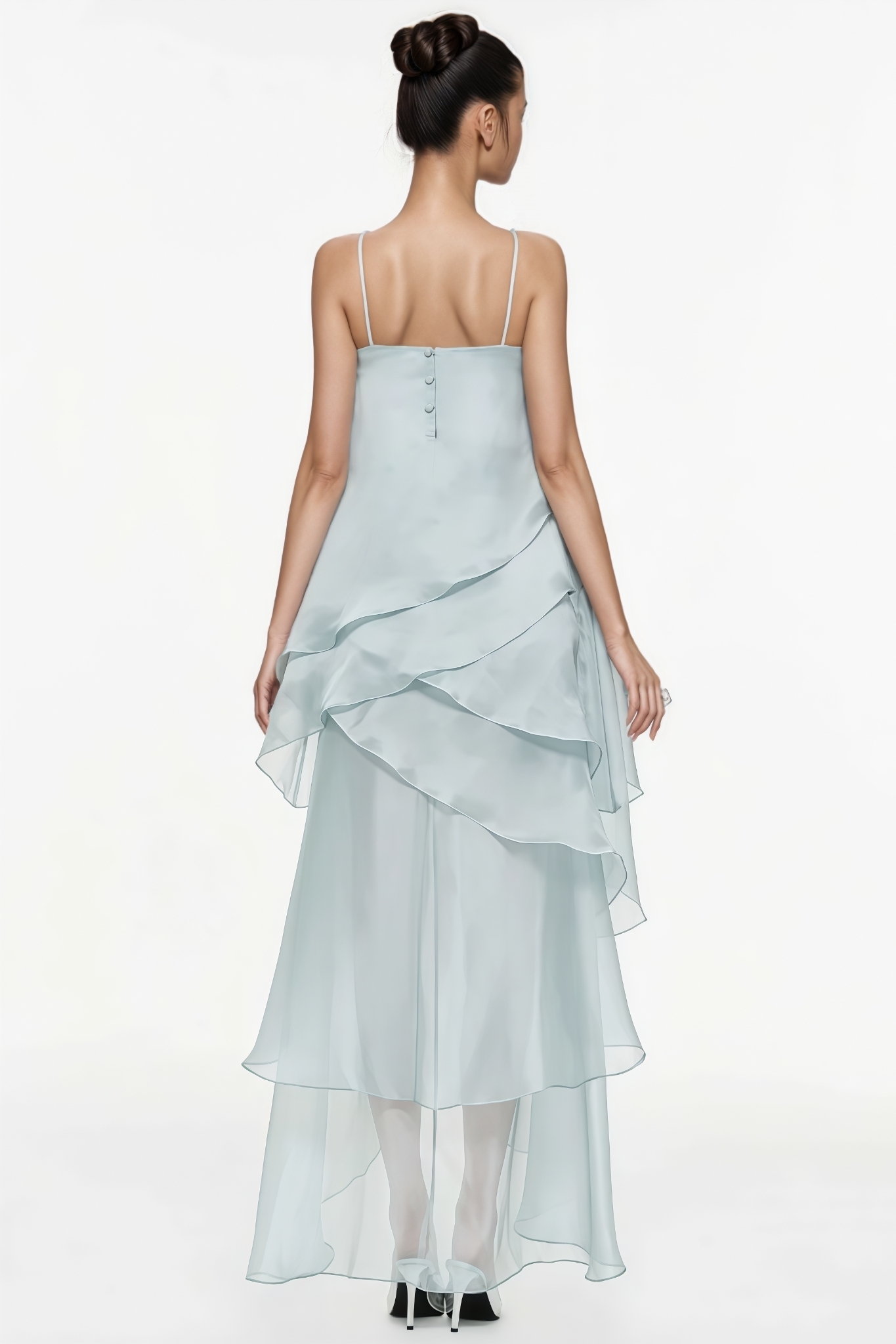 Soget Blue Halter Ruffled Maxi Dress