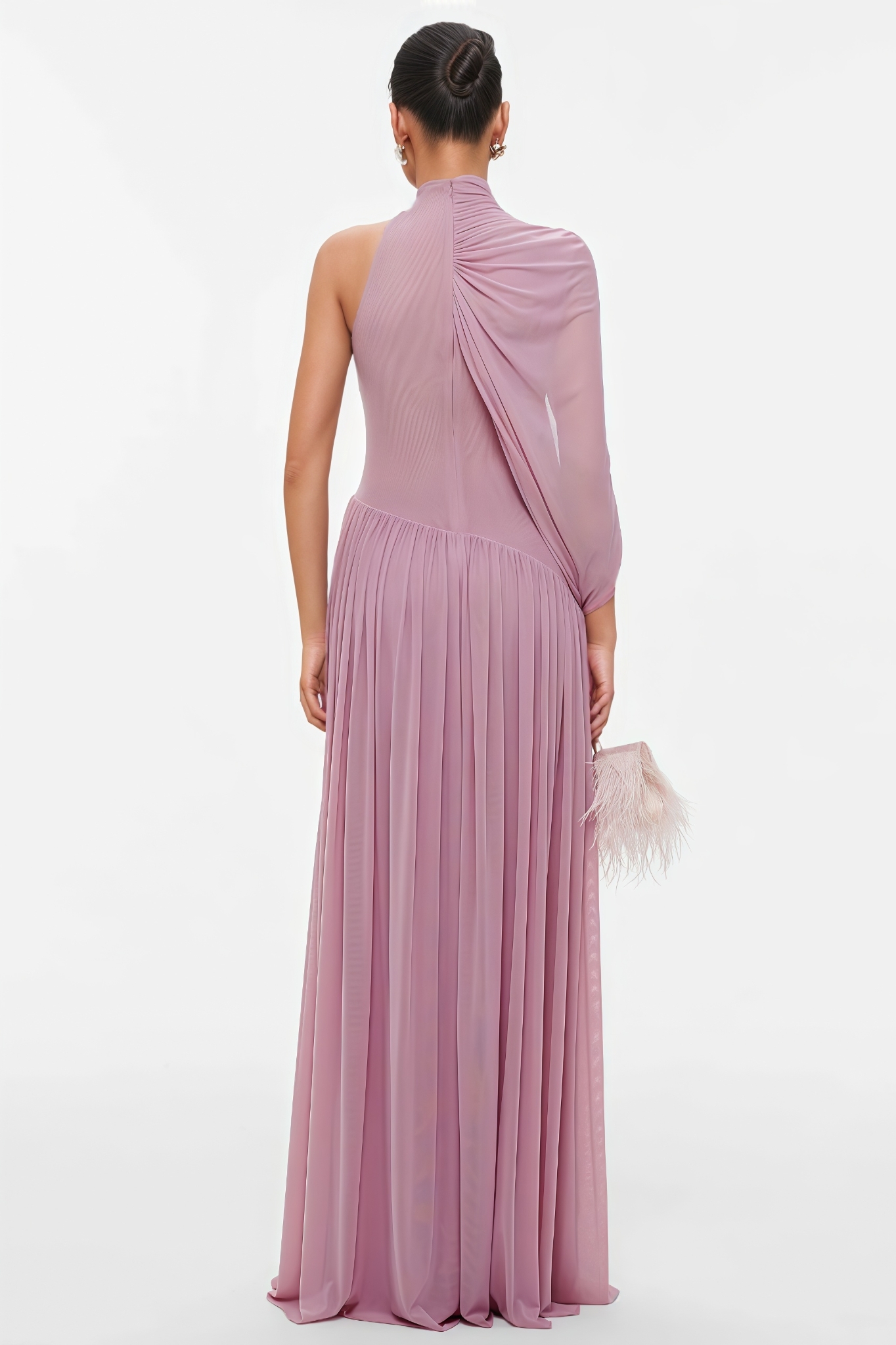 Batley Pink One Shoulder Ruched Maxi Dress