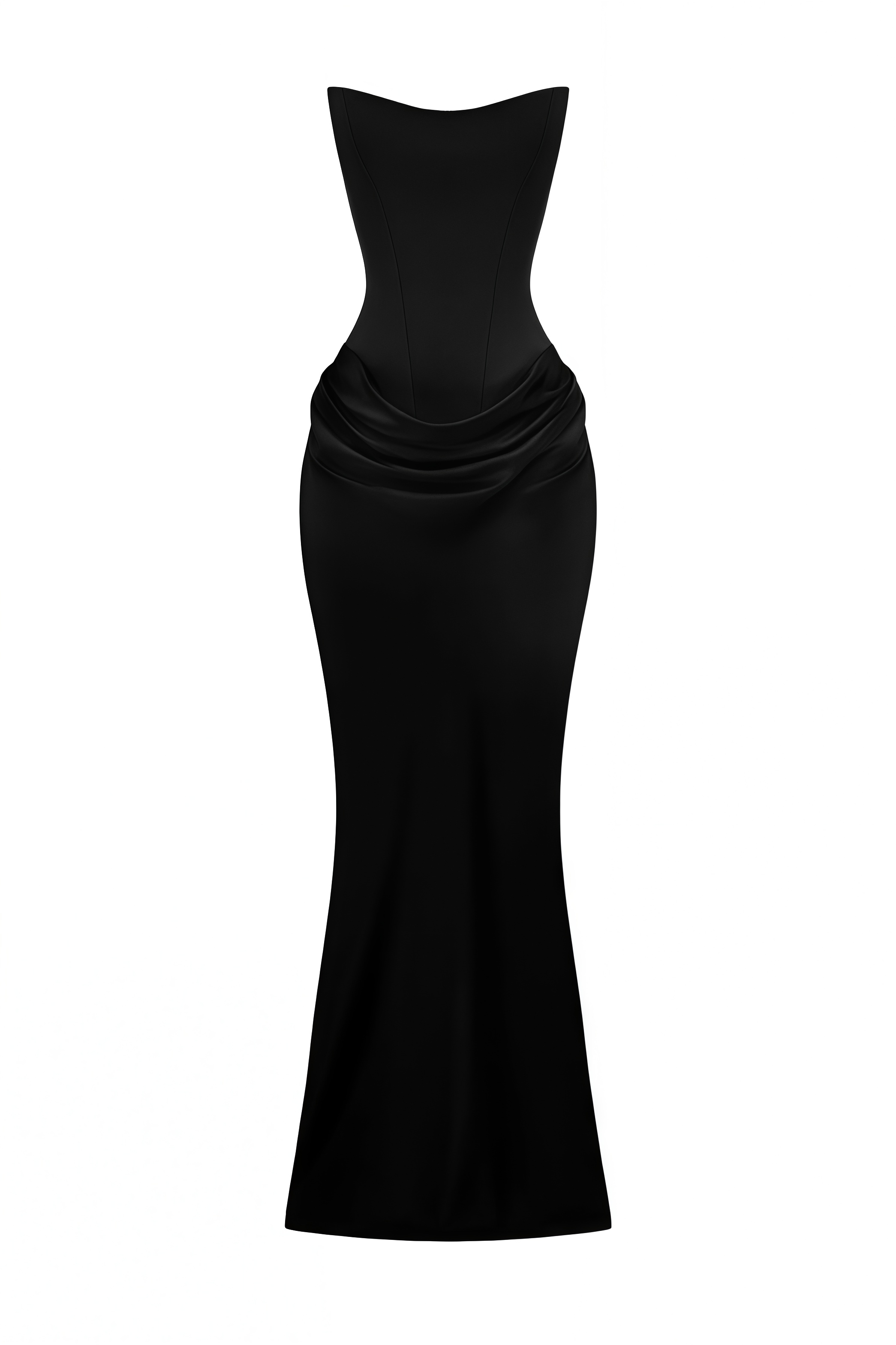 Pesmond Black Strapless Satin Maxi Dress