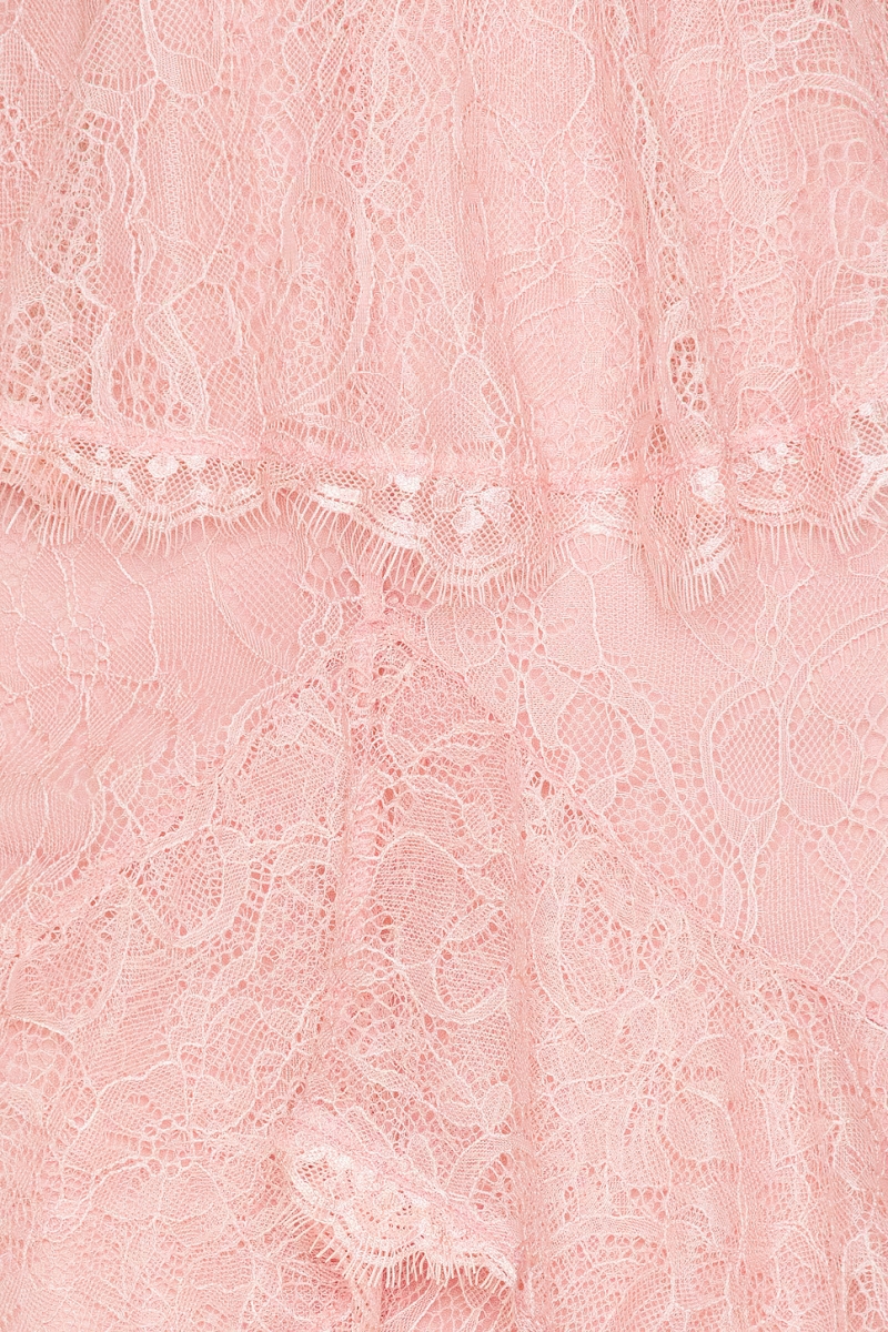 Saffron Pink Halter Lace Slit Maxi Dress