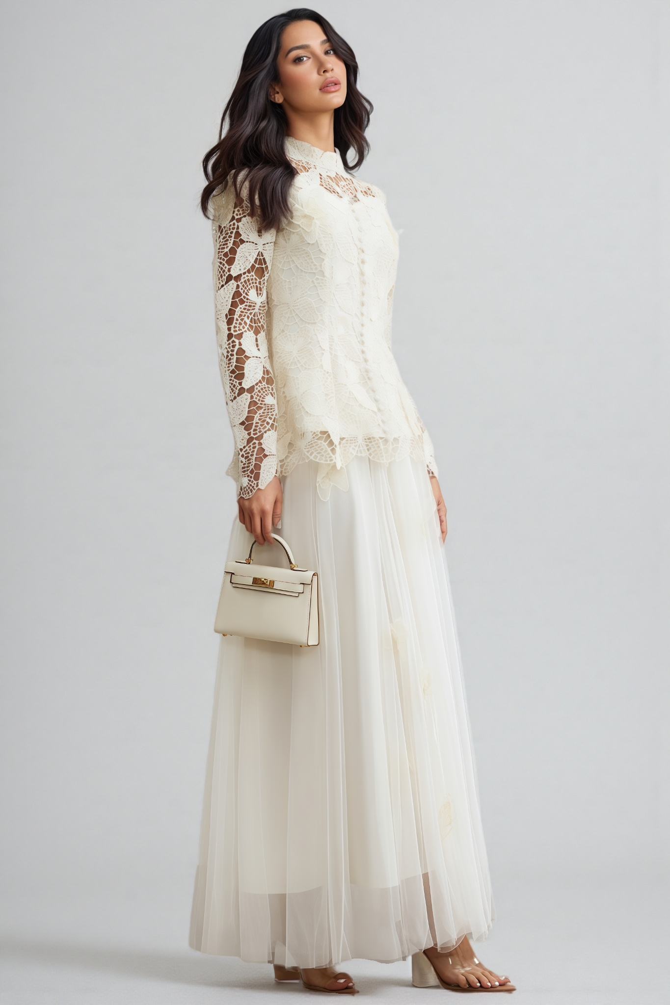 Inina Butterfly Embroidered Lace Maxi Dress Set