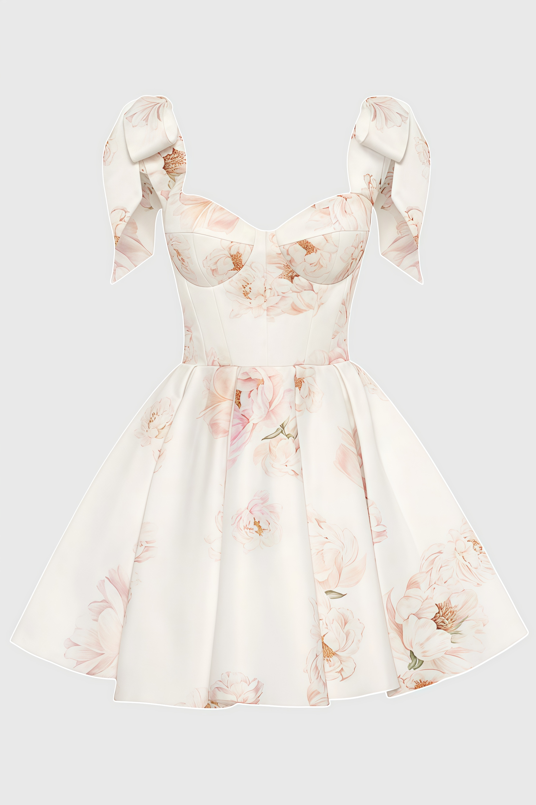 Zinat Beige Pink Floral Mini Dress
