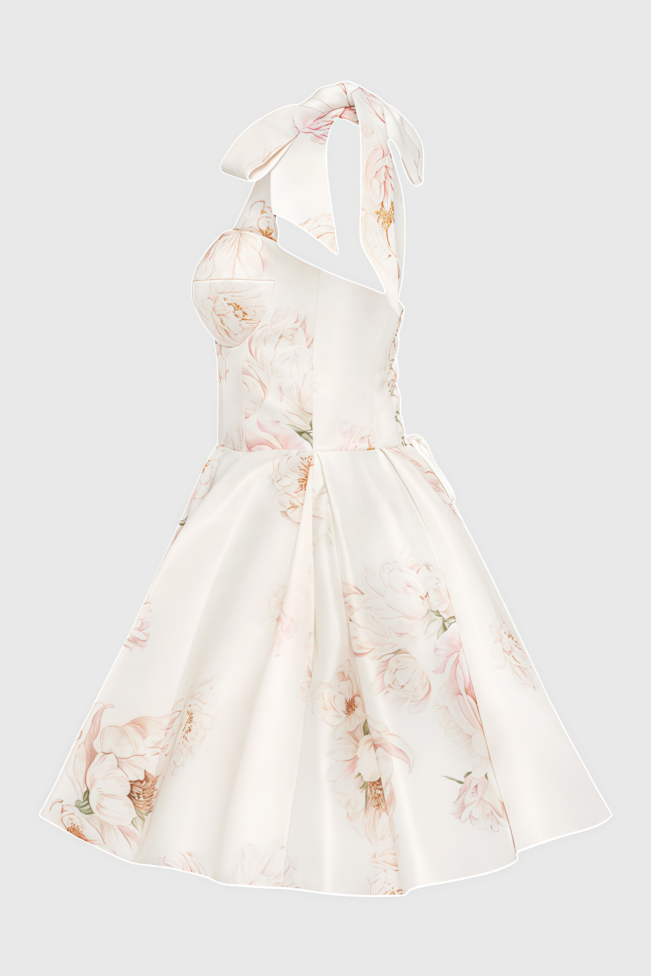 Zinat Beige Pink Floral Mini Dress