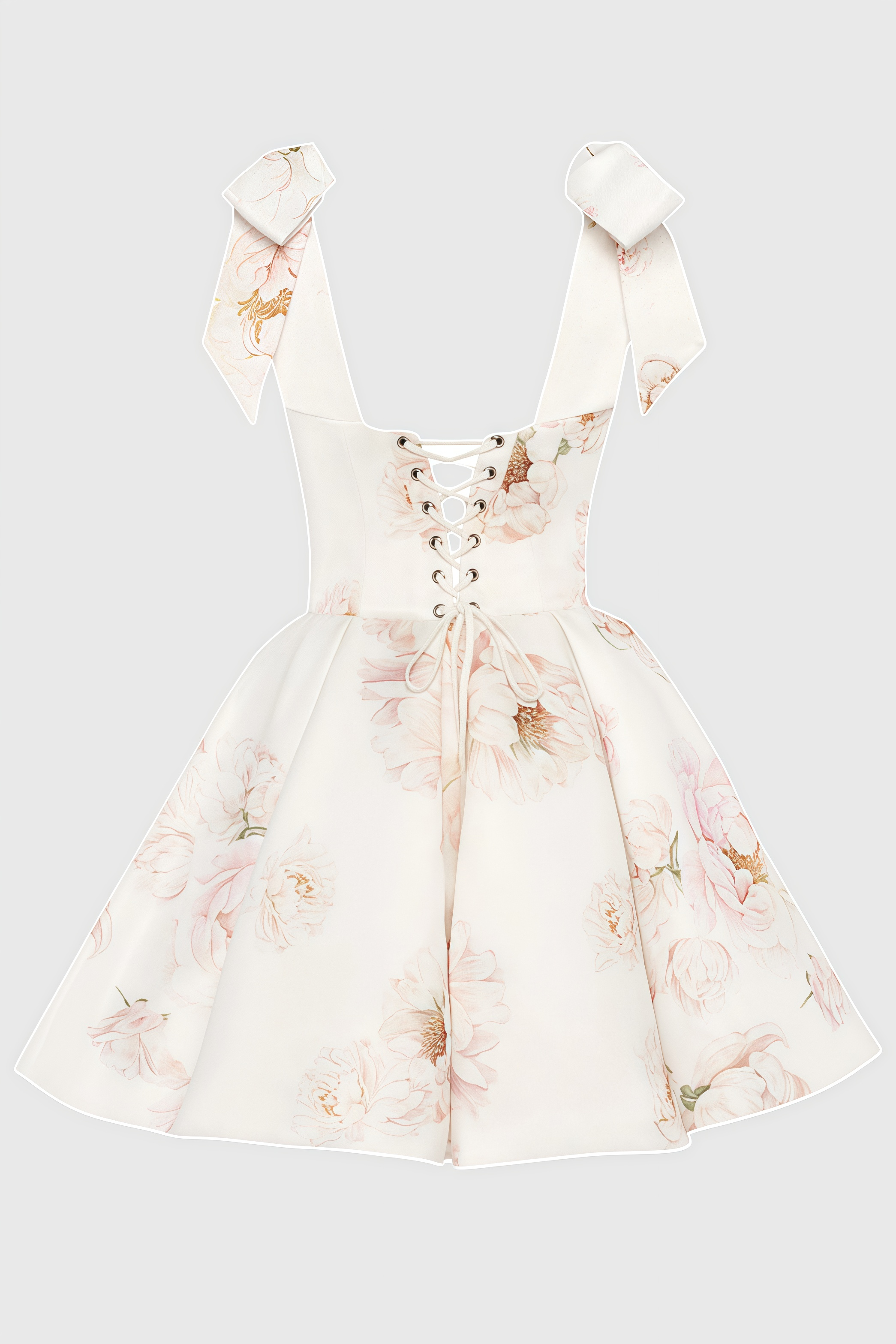 Zinat Beige Pink Floral Mini Dress