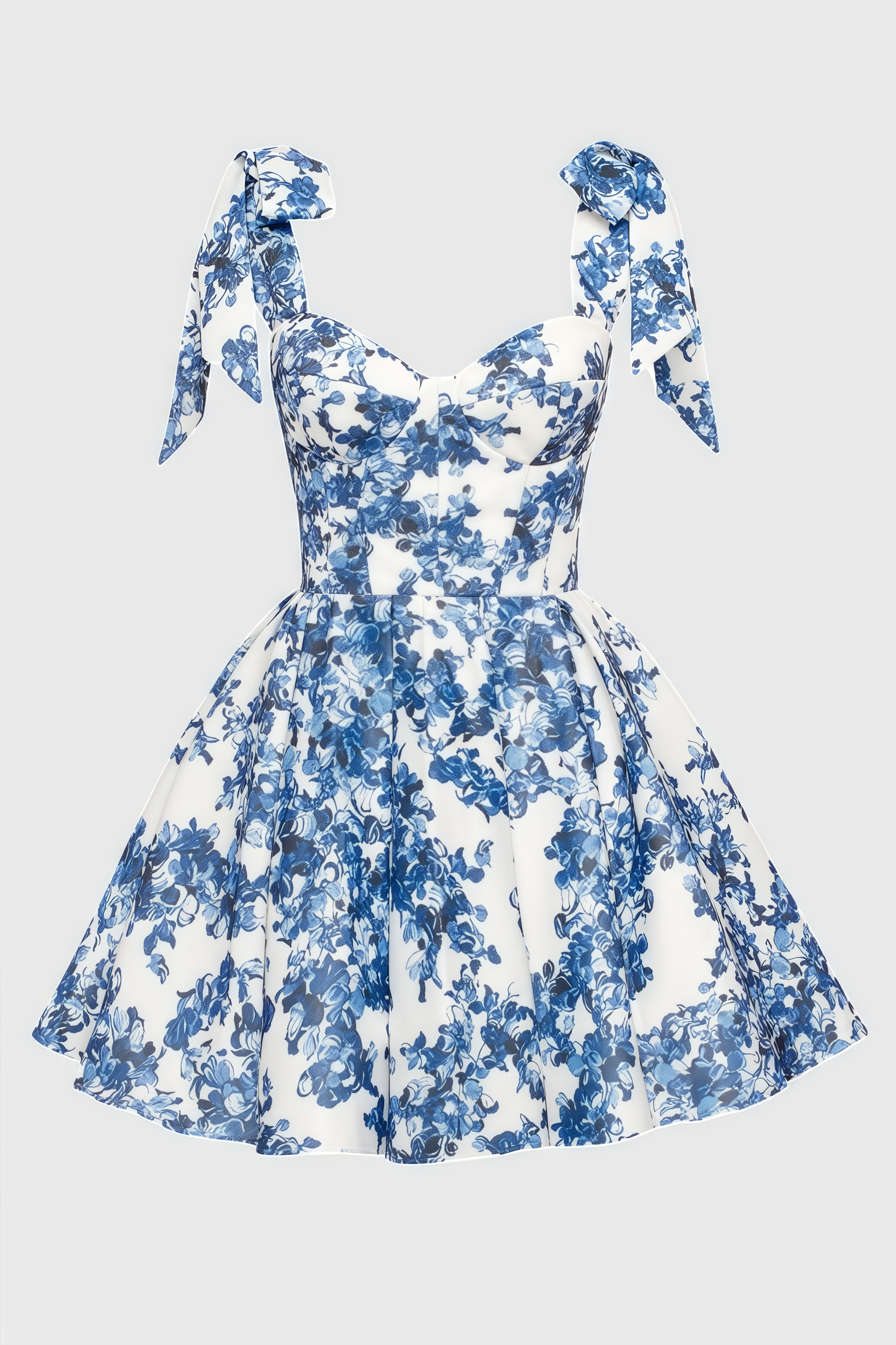 Jacetk Blue Hydrangea Floral Mini Dress