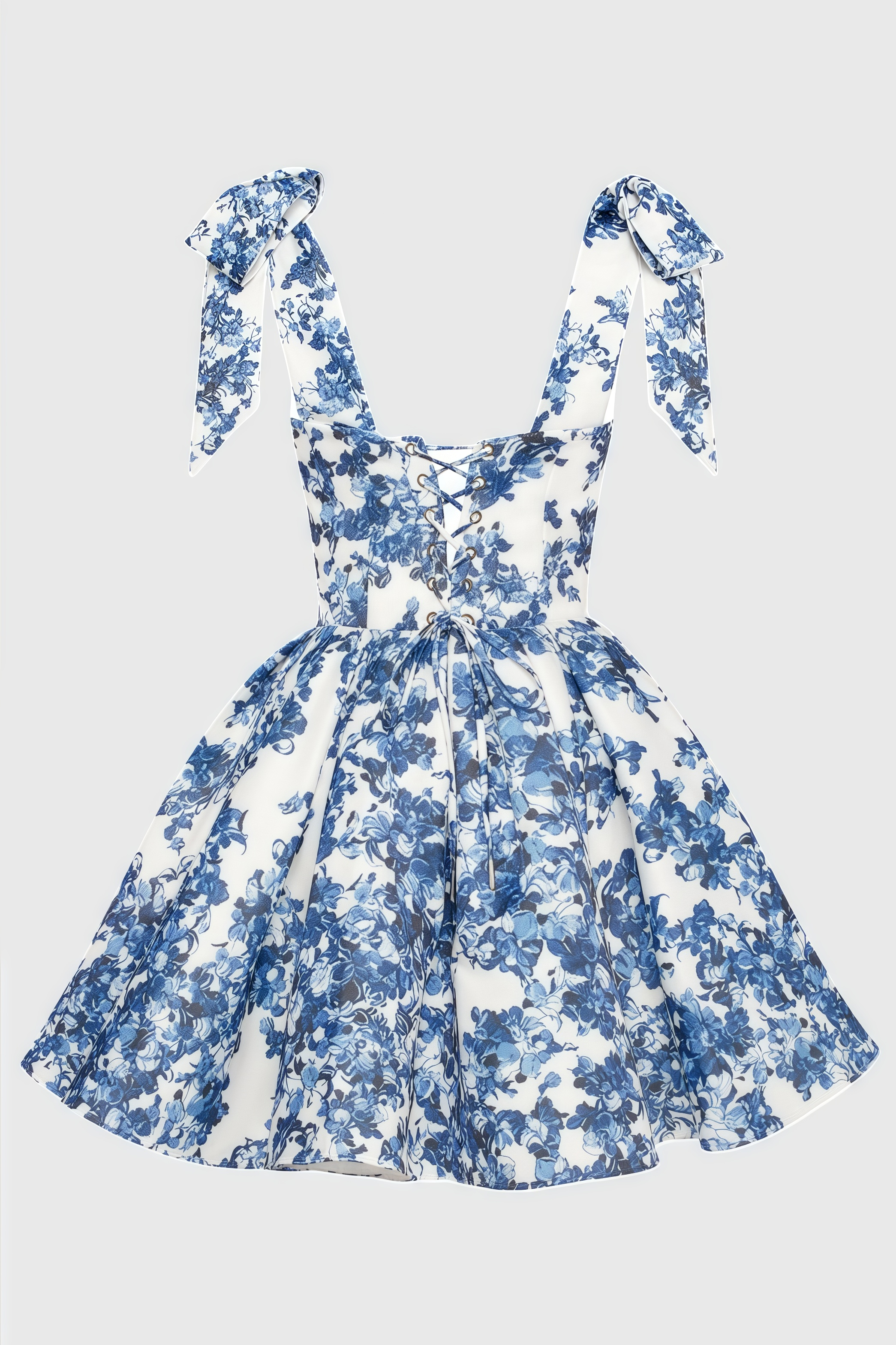 Jacetk Blue Hydrangea Floral Mini Dress