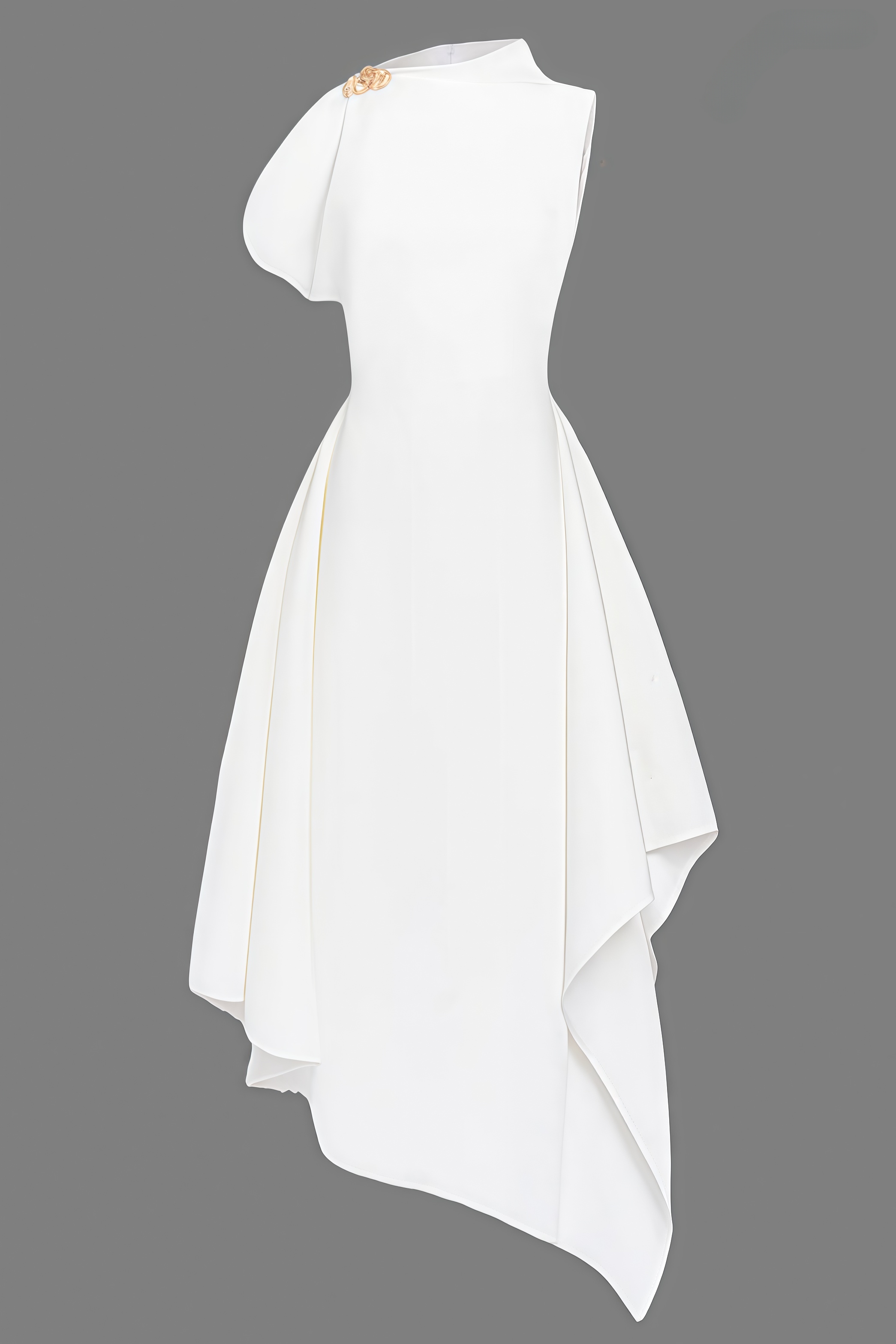 Asymmetric Flared Midi Dress