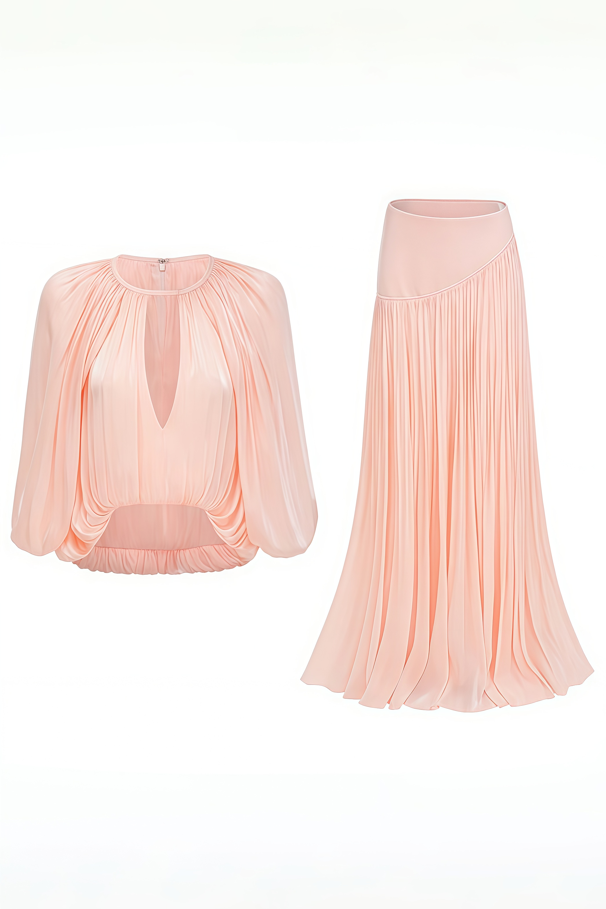 Carktr Pink Pleated Maxi Dress Set