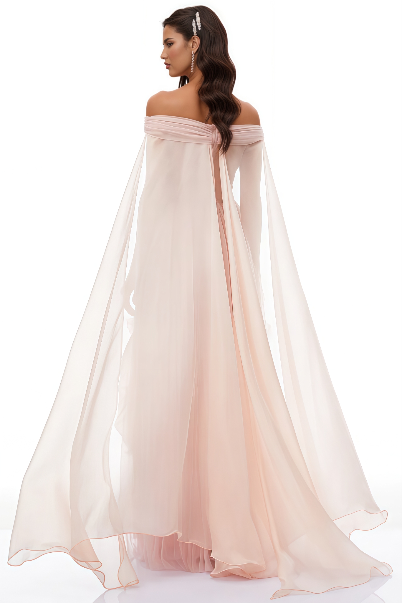 Xorin Pink Ribbon Detail Pleated Tulle Maxi Dress