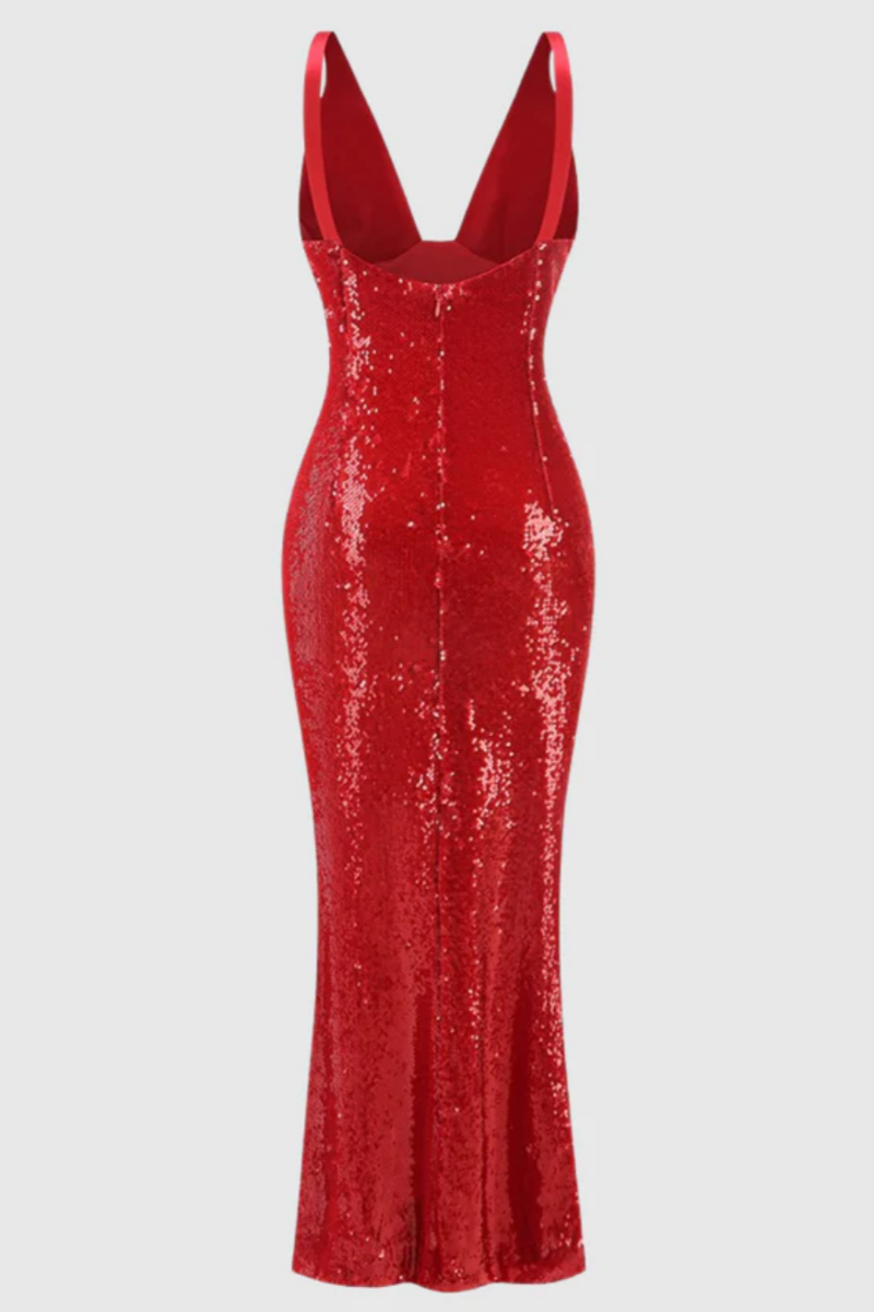 Faryn Red Sequin Maxi Dress
