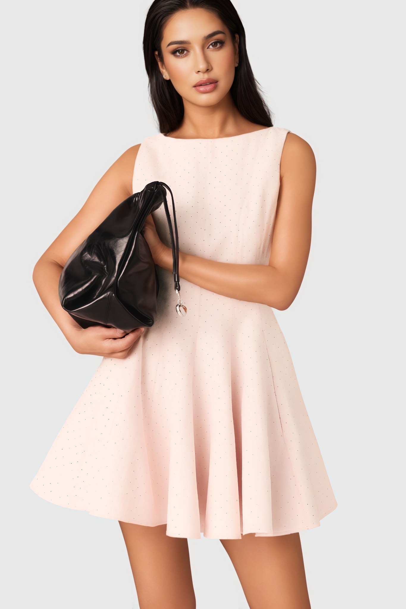 Conla Pink Rhinestone Sleeveless Mini Dress