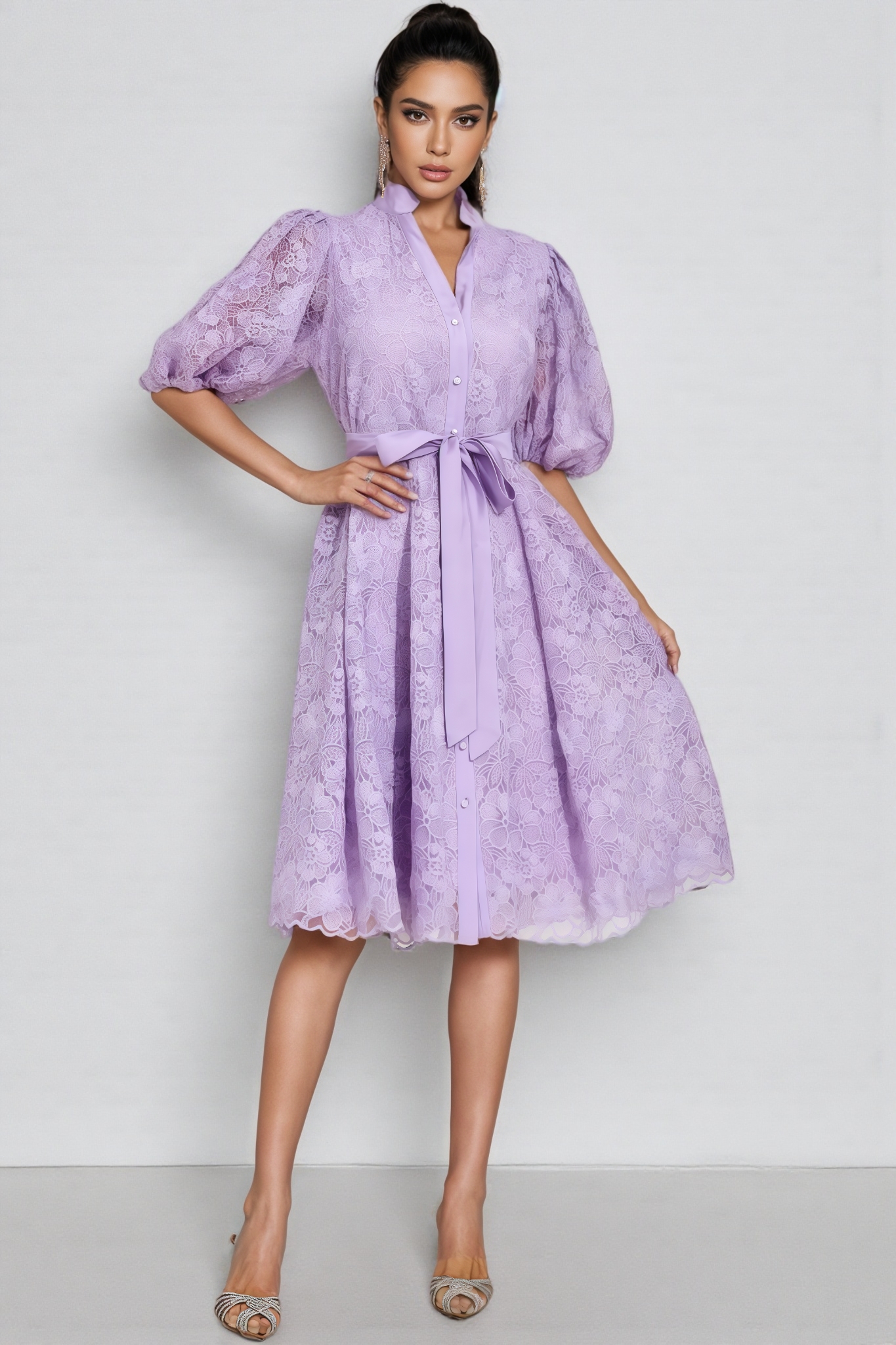 Melanie Purple Lace Midi Dress