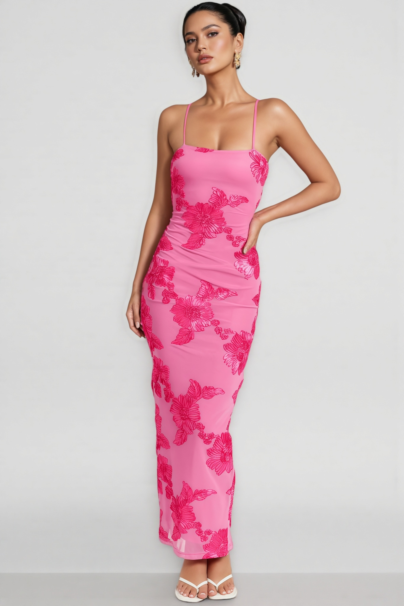 Cedrp Pink Embroidered Sleeveless Maxi Dress
