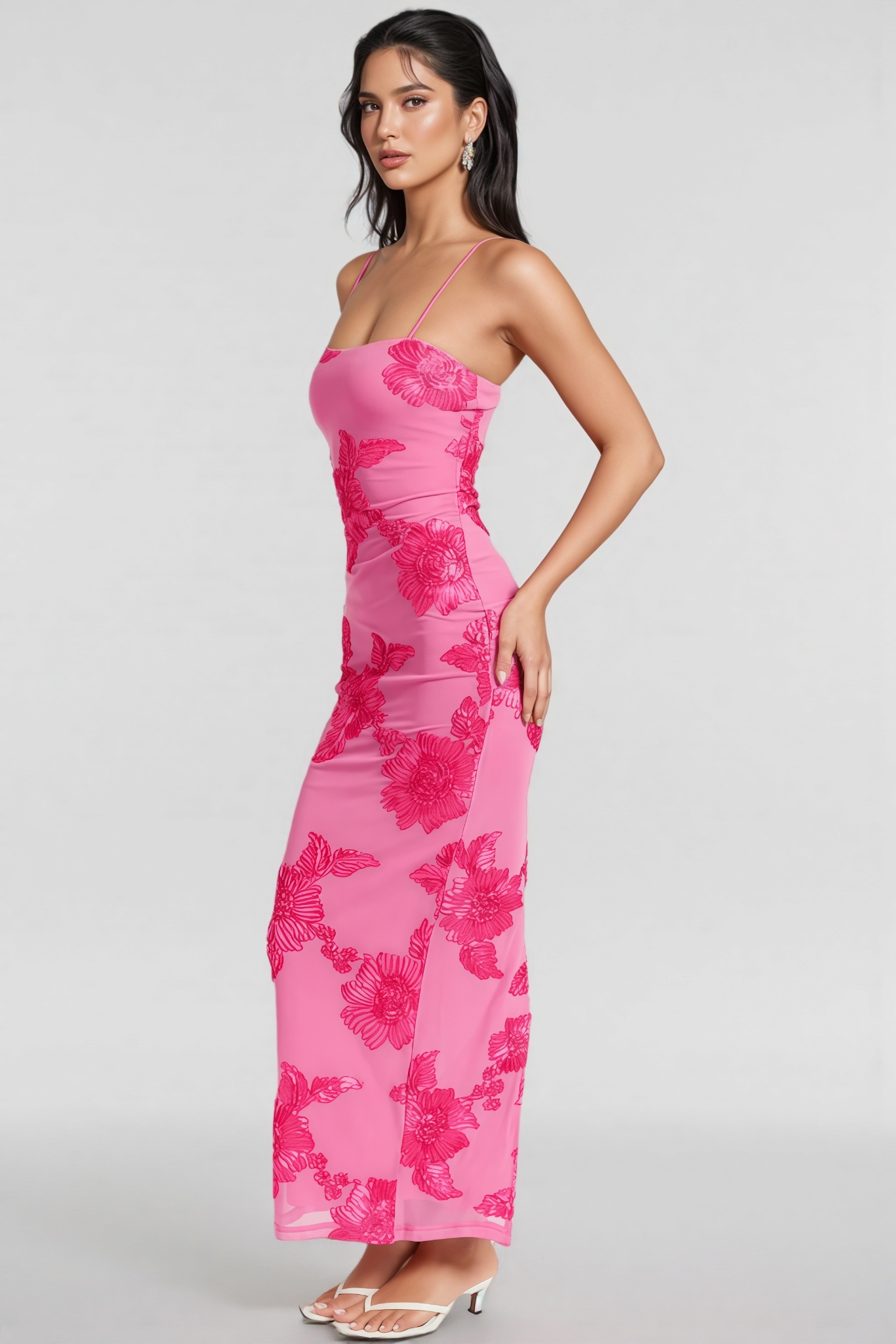Cedrp Pink Embroidered Sleeveless Maxi Dress