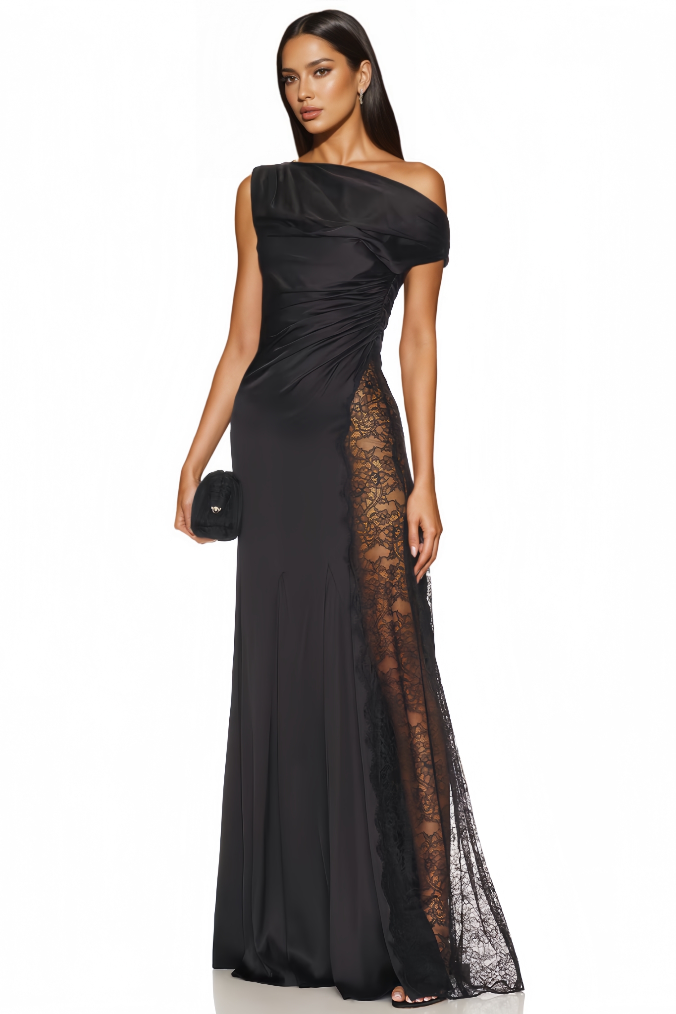 Lillyop Off Shoulder Slit Lace Maxi Dress