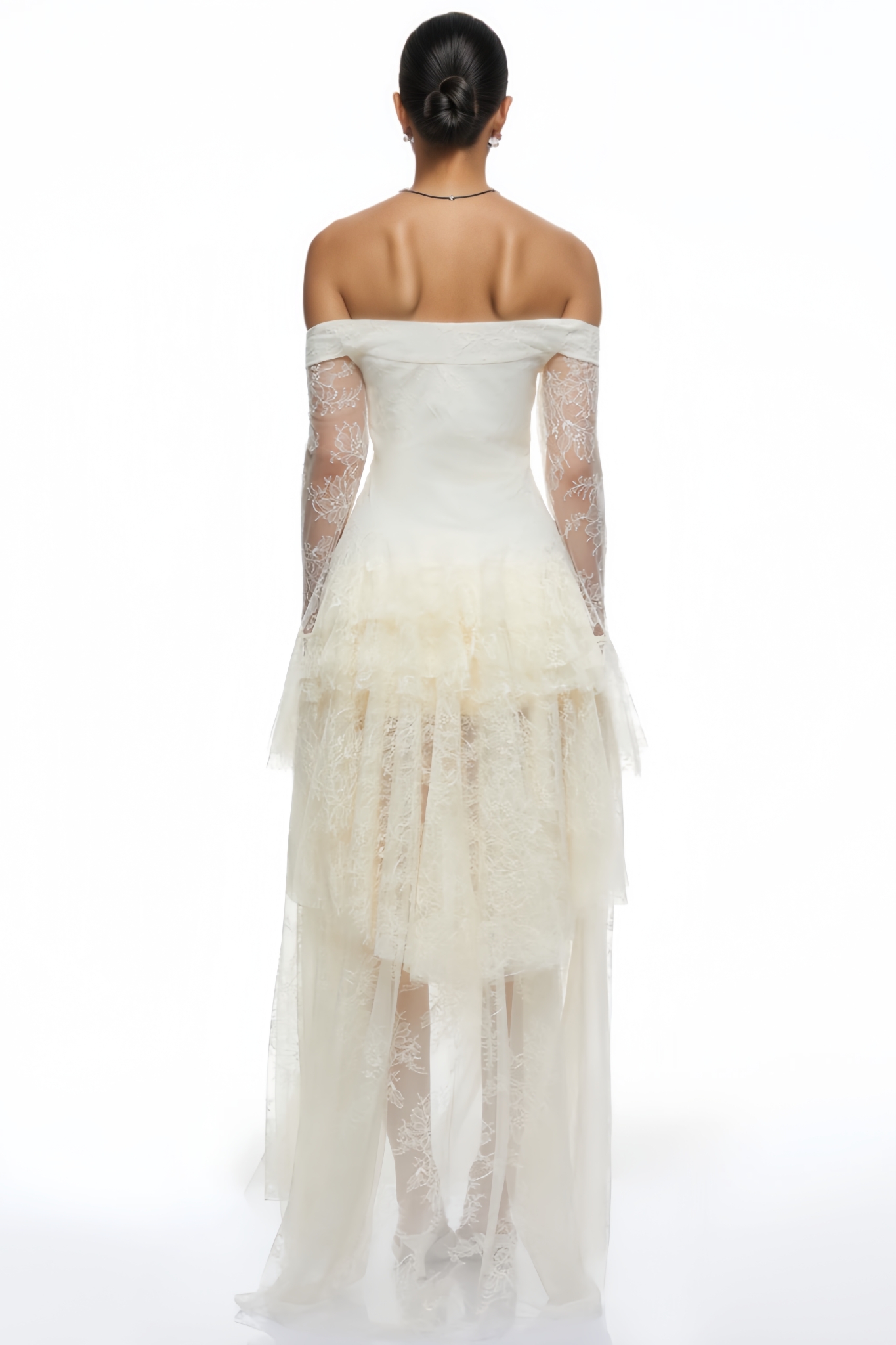 Riolet Off The Shoulder Ruffle Lace Maxi Dress