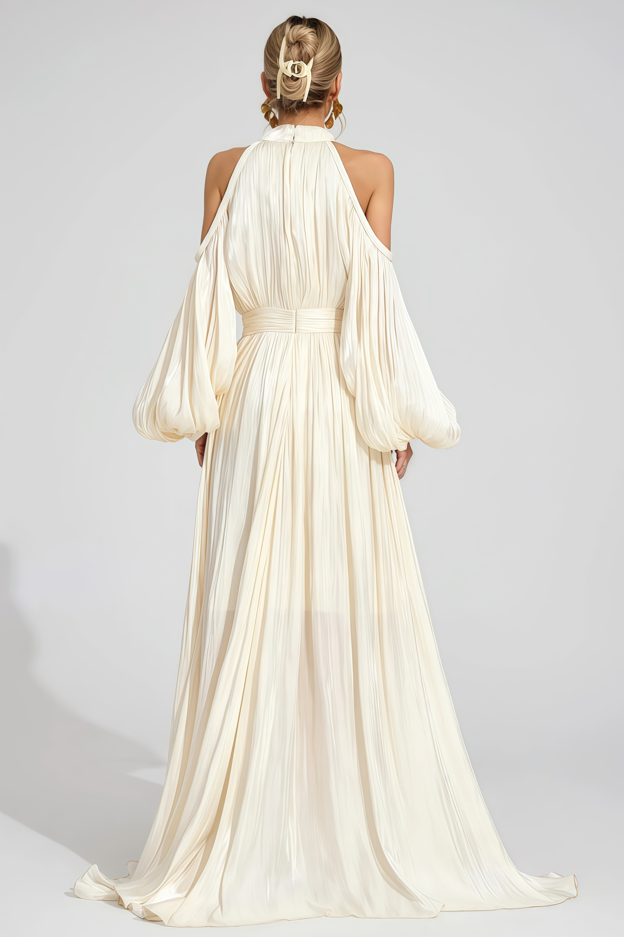 Jaycre Beige Halter Maxi Dress